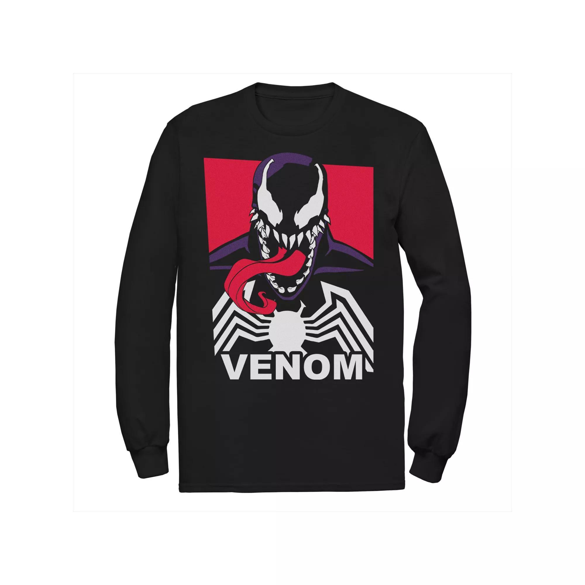 Men's Marvel Venom Tongue Out Comic Logo Tee, Size: Large, Black Product Image