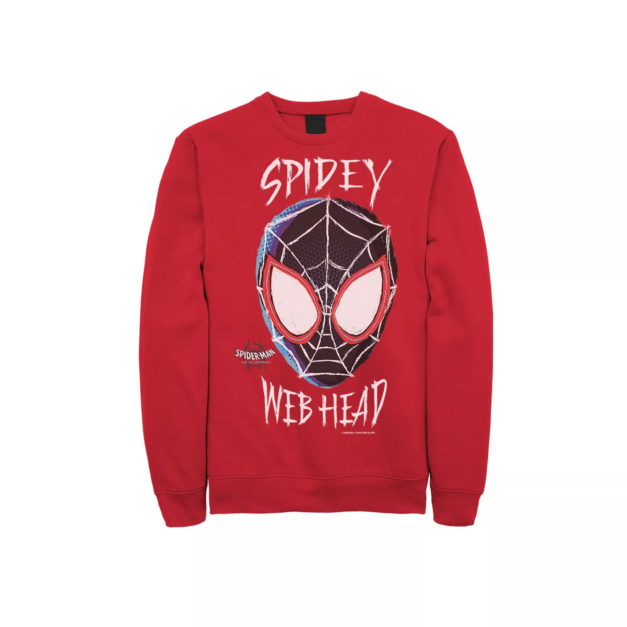 Men's Marvel Spiderverse Spidey Web Head Graphic Fleece Pullover,  Product Image