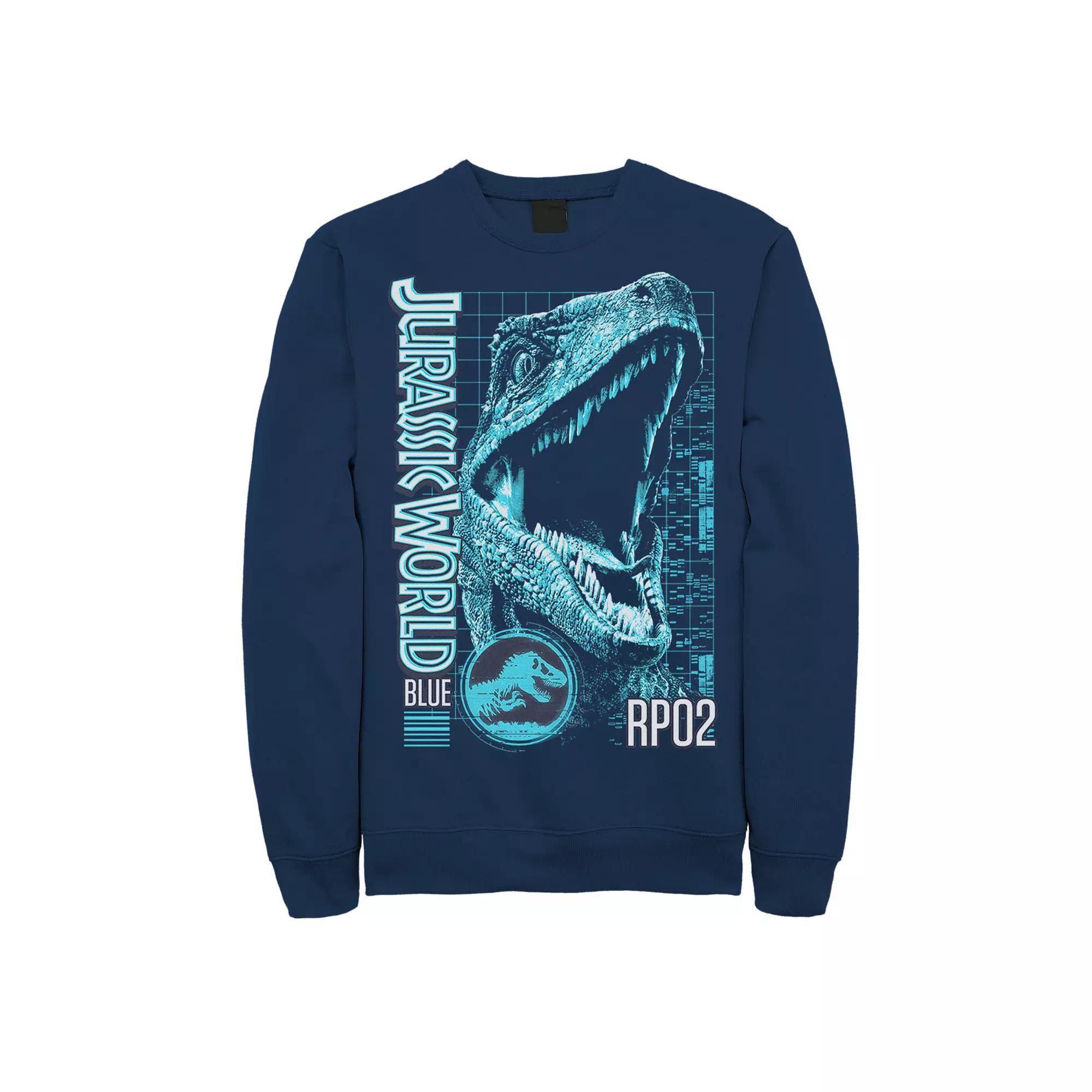 Men's Jurassic World Two Blue Face Tech Schematic Sweatshirt,  Product Image
