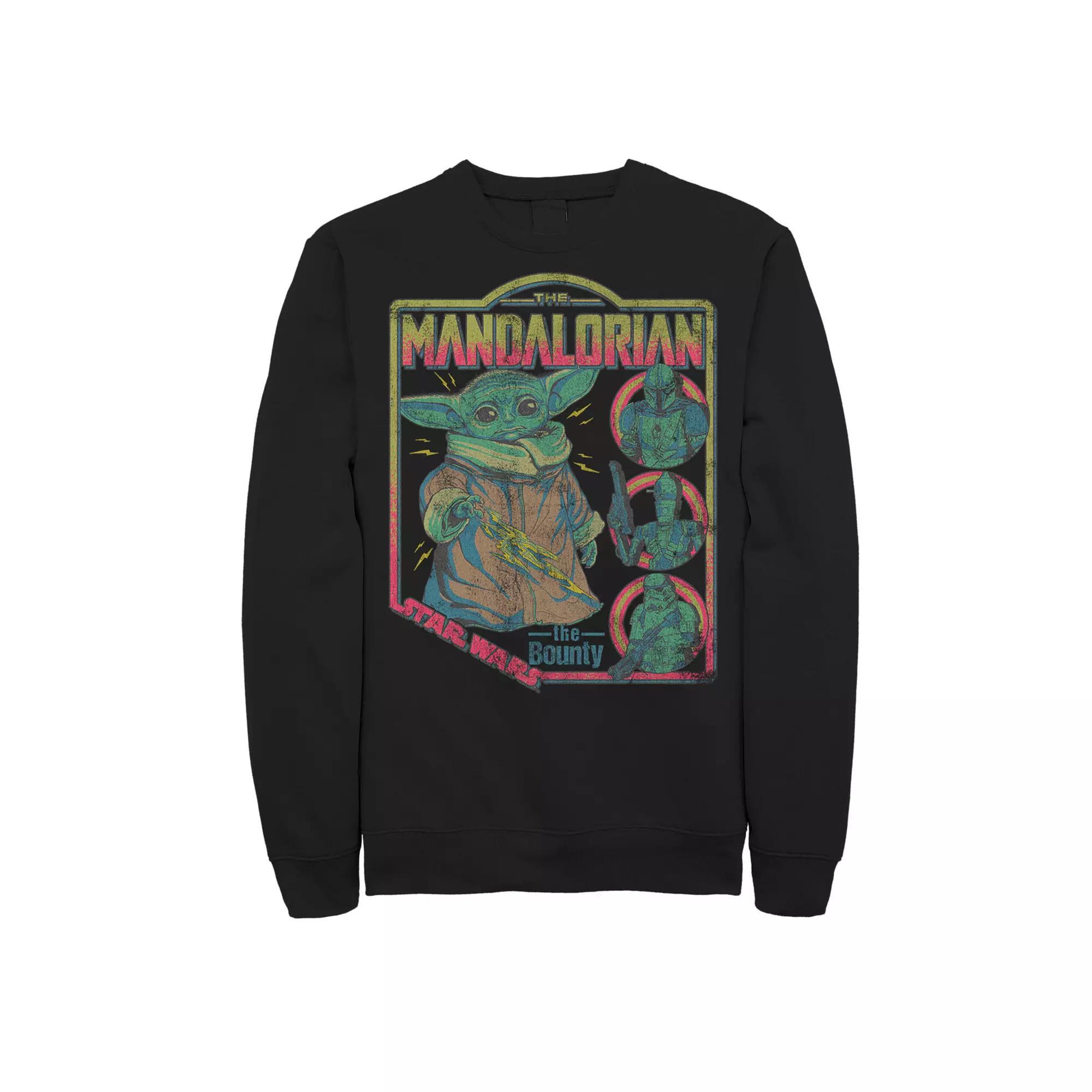 Men's Star Wars The Mandalorian The Child Bounty Comic Cover Graphic Fleece Sweatshirt, Size: Small, Black Product Image