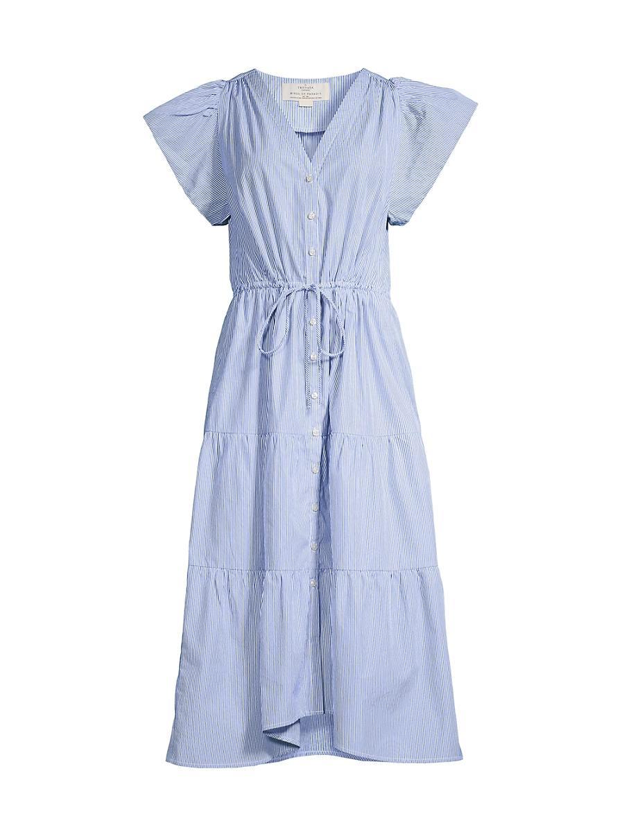 Womens Kristi Striped Tiered Midi-Dress Product Image