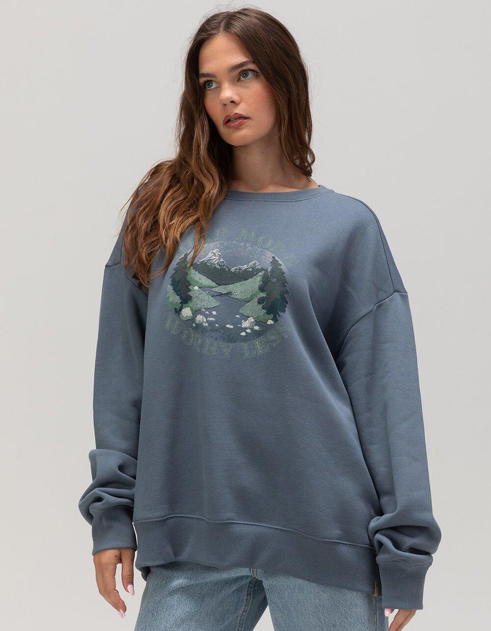 TENTREE Hike More Womens Oversized Crewneck Sweatshirt - BLUE Product Image