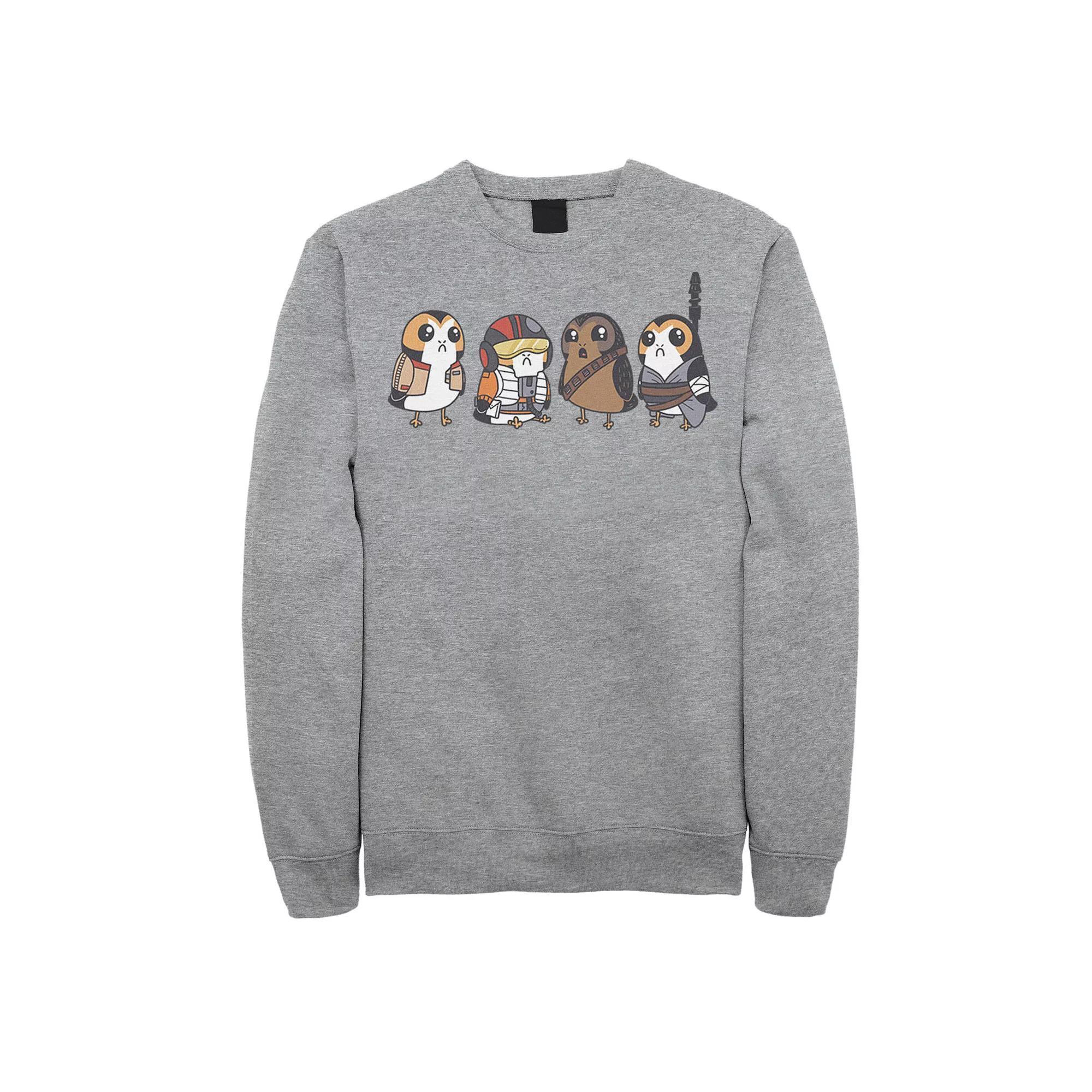 Men's Star Wars Cute Porgs Dressed As Characters Portrait Sweatshirt, Size: Small, Athletic Grey Product Image