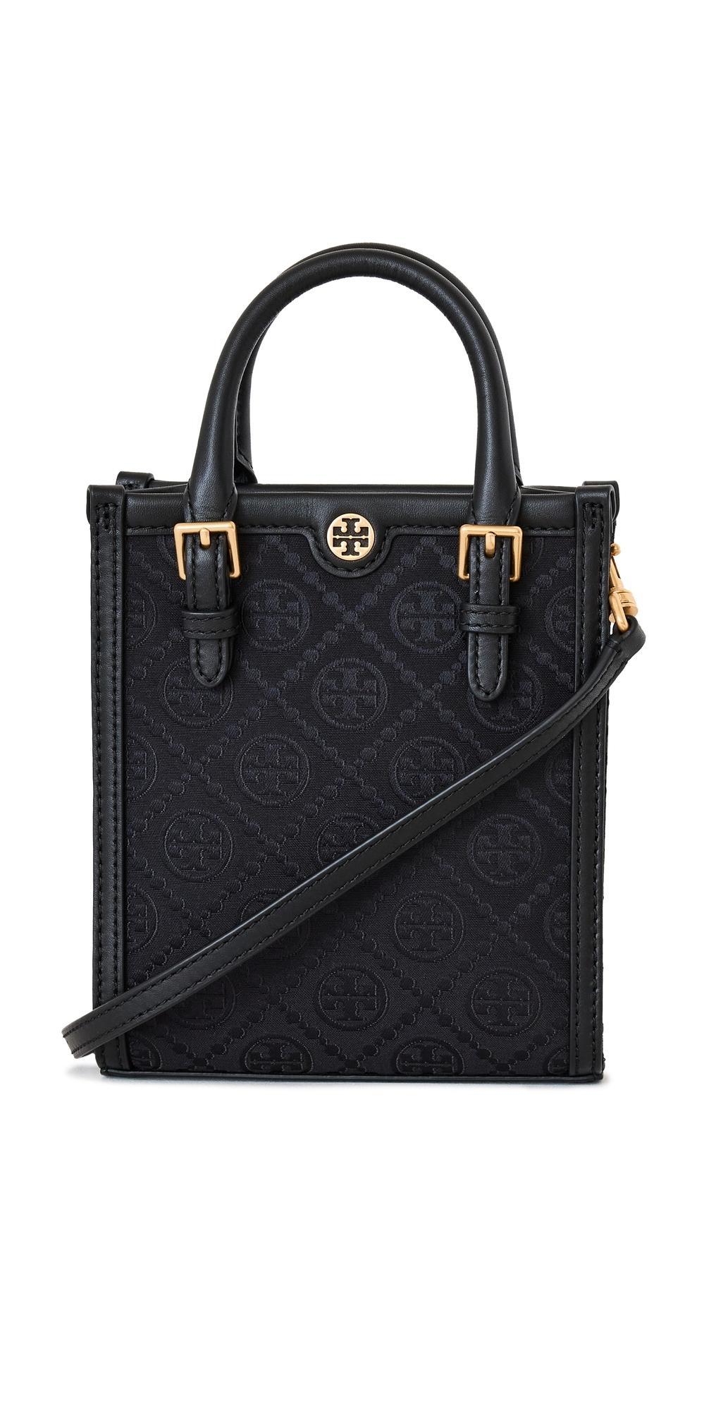 Tory Burch Mini T Monogram Tote Black One Size Product Image