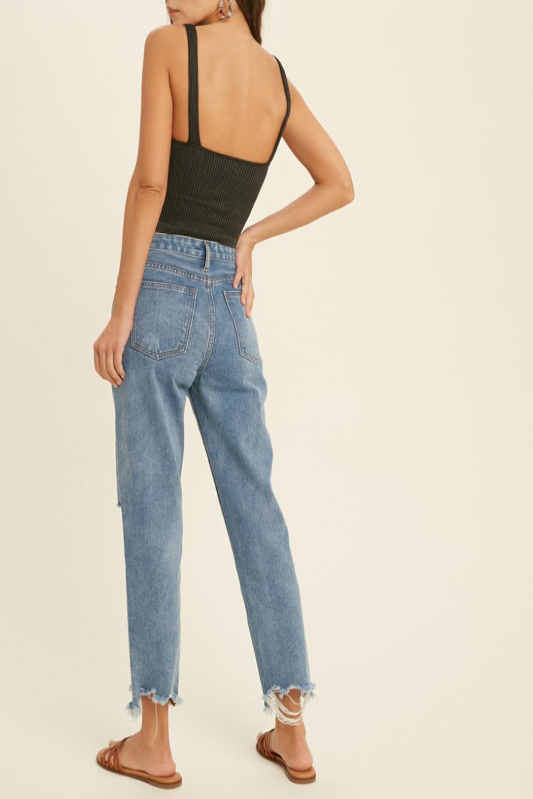 Seamless Ribbed V-Neck Brami Product Image