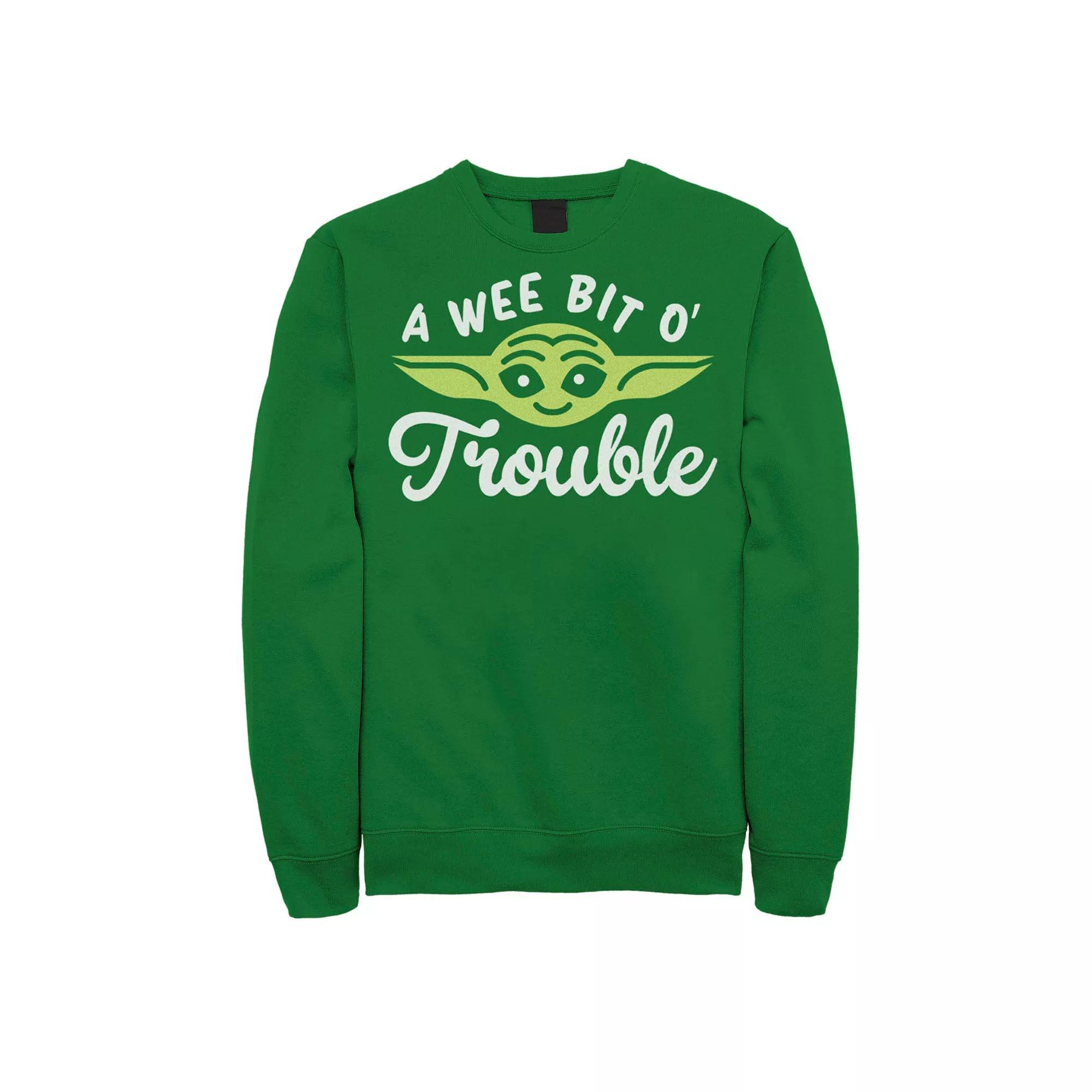 Mens Star Wars The Mandalorian Baby Yoda A Wee Bit O Trouble St. Patricks Day Sweatshirt Product Image