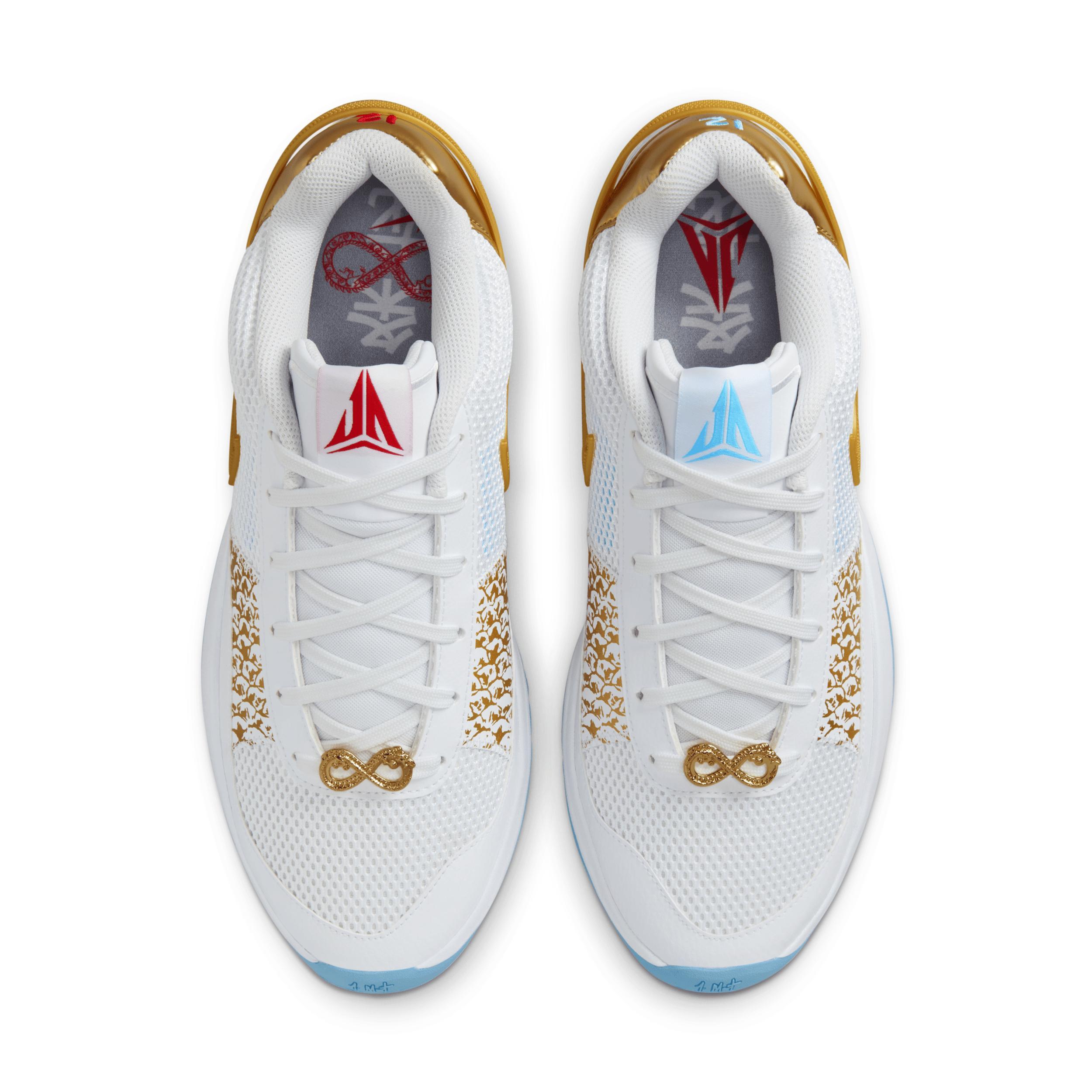 Nike Mens JA 1 CNY - Basketball Shoes White/Metallic Gold/Auarius Blue Product Image