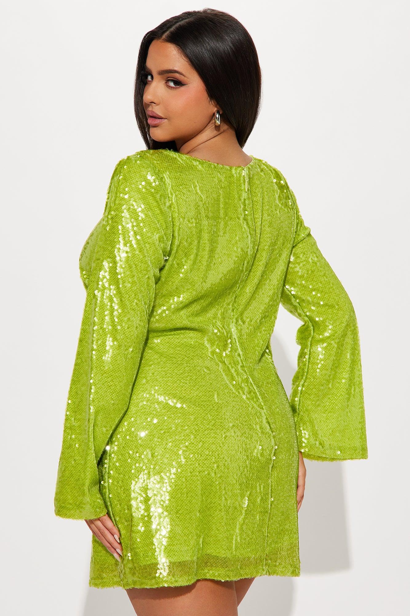 Disco Diva Sequin Mini Dress - Lime Product Image