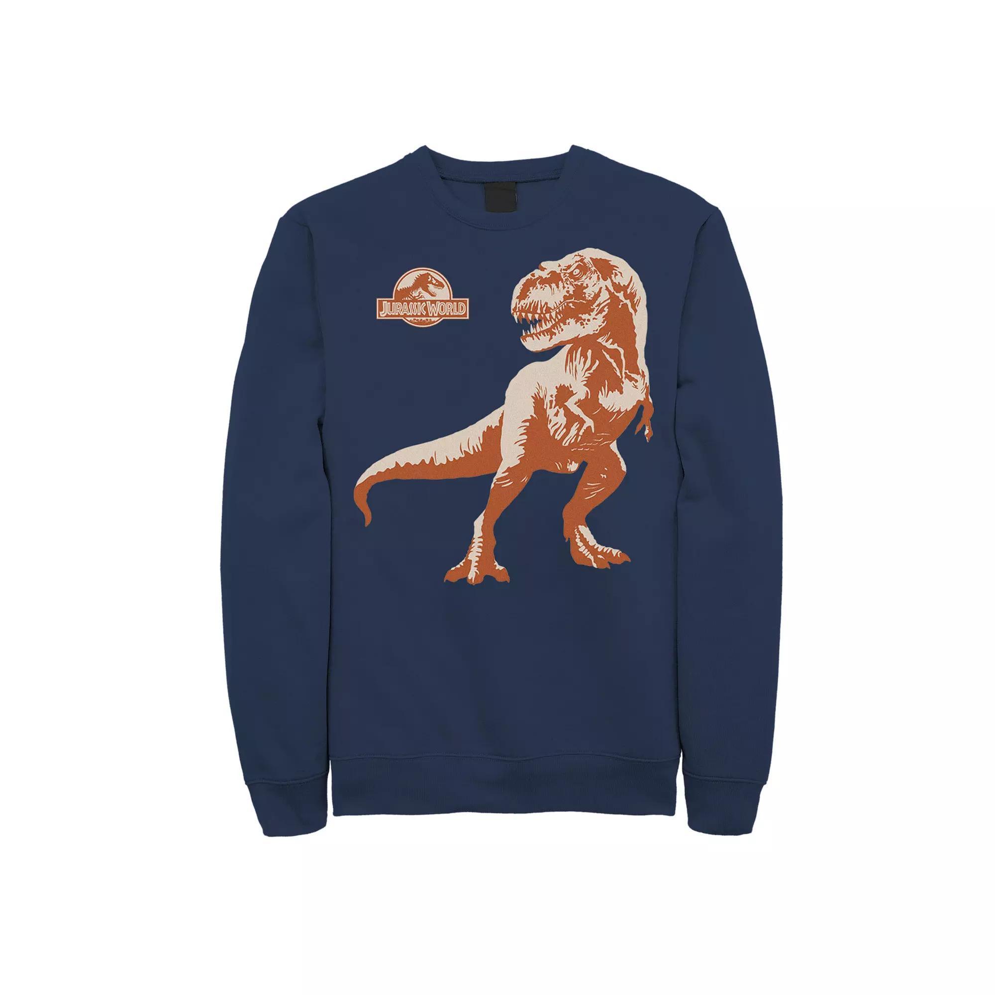 Men's Jurassic Park Orange Hue T-Rex Portrait Logo Graphic Fleece Pullover,  Product Image