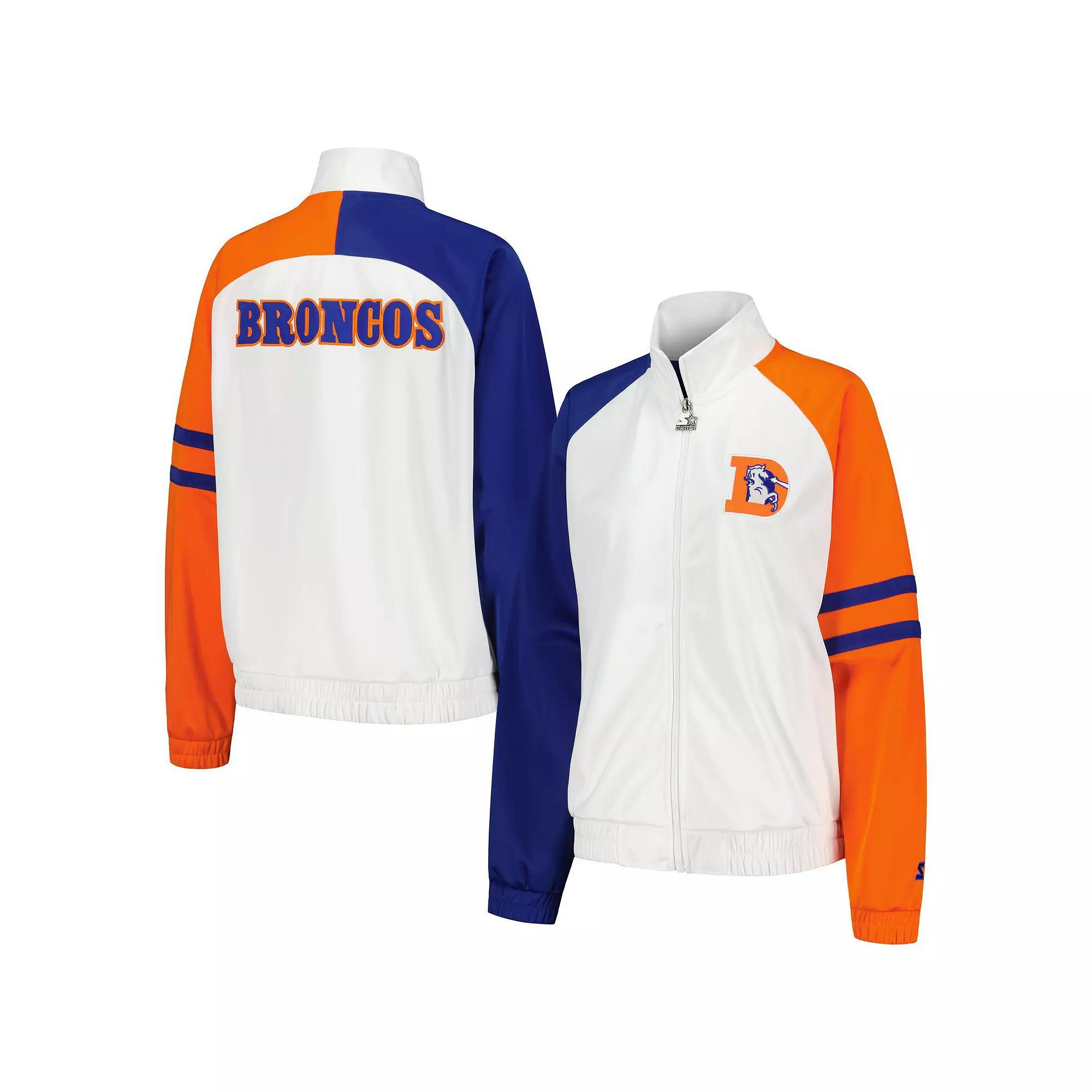 Womens Starter Denver Broncos Curve Ball Raglan Full-Zip Track Jacket Product Image