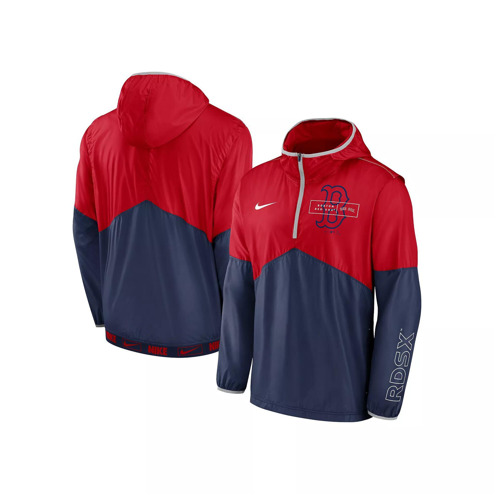 Men's Nike Red/Royal Chicago Cubs Overview Half-Zip Hoodie Jacket, Size: XL Product Image