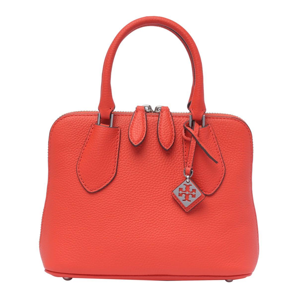 TORY BURCH Mini Pebbled Leather Swing Bag In Red Product Image