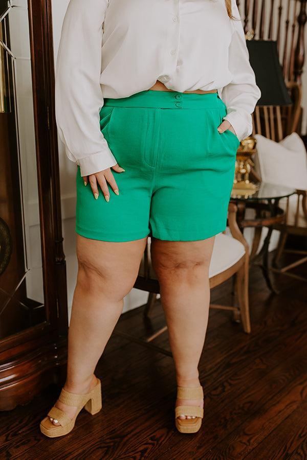 Ready To Remix High Waist Shorts In Green Curves Product Image