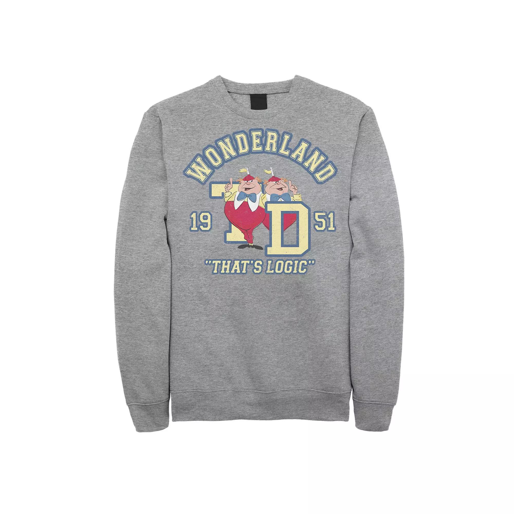 Disney&#x27;s Alice In Wonderland Tweedledee Tweedledum Men&#x27;s Collegiate Sweatshirt, Size: Medium, Athletic Grey Product Image