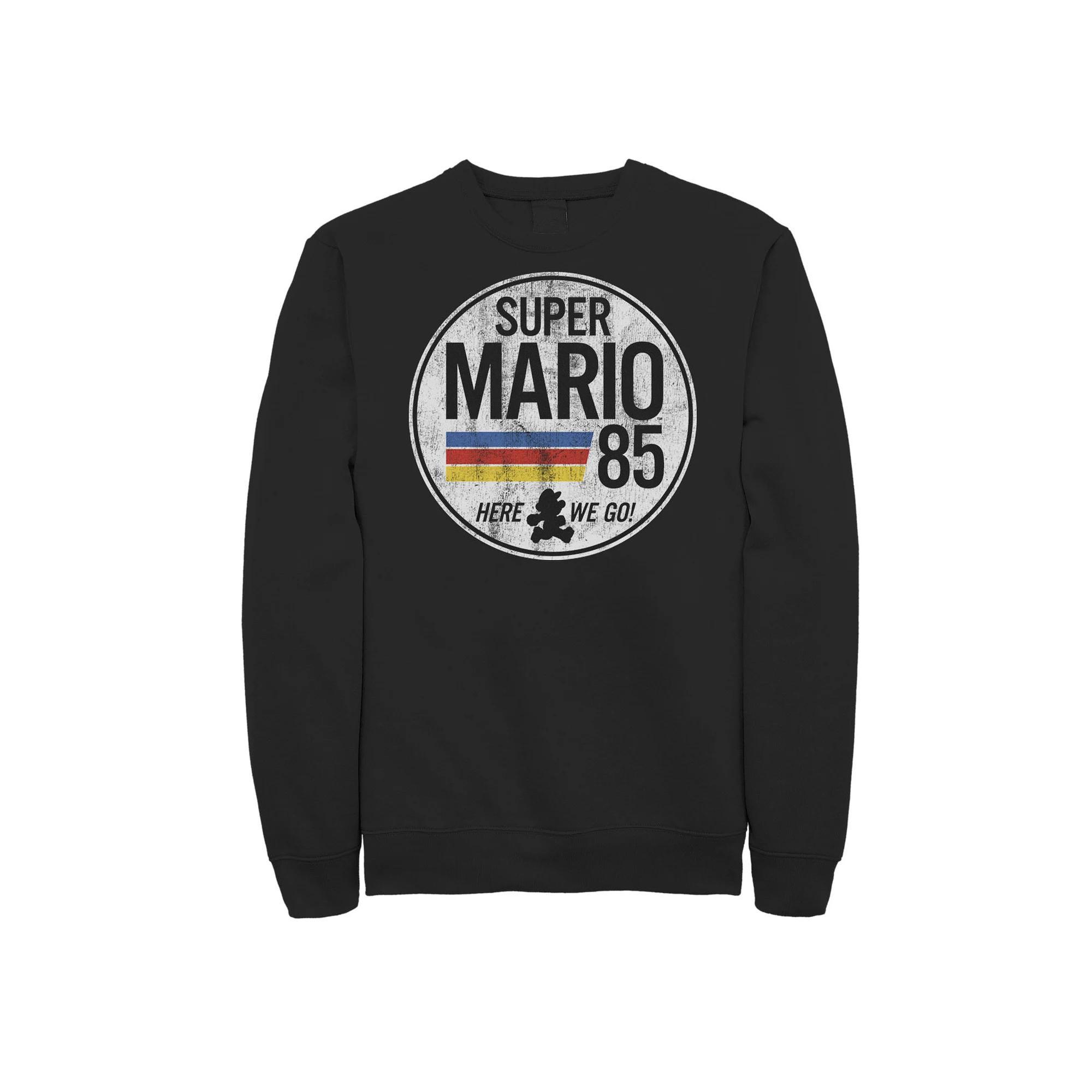 Big & Tall Nintendo Super Mario 85 Here We Go! Distressed Logo Sweatshirt, Men's, Size: 4XL, Black Product Image