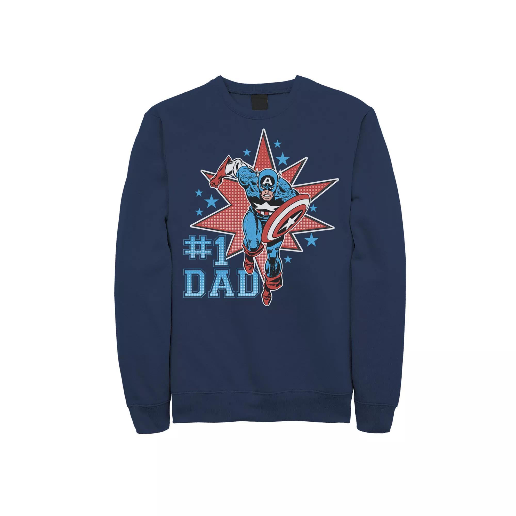 Men's Marvel Captain America #1 Dad Sweatshirt, Size: Medium, Blue Product Image