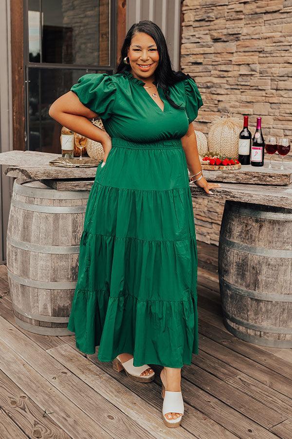 Simply Sweet Maxi Dress in Hunter Green Curves Product Image