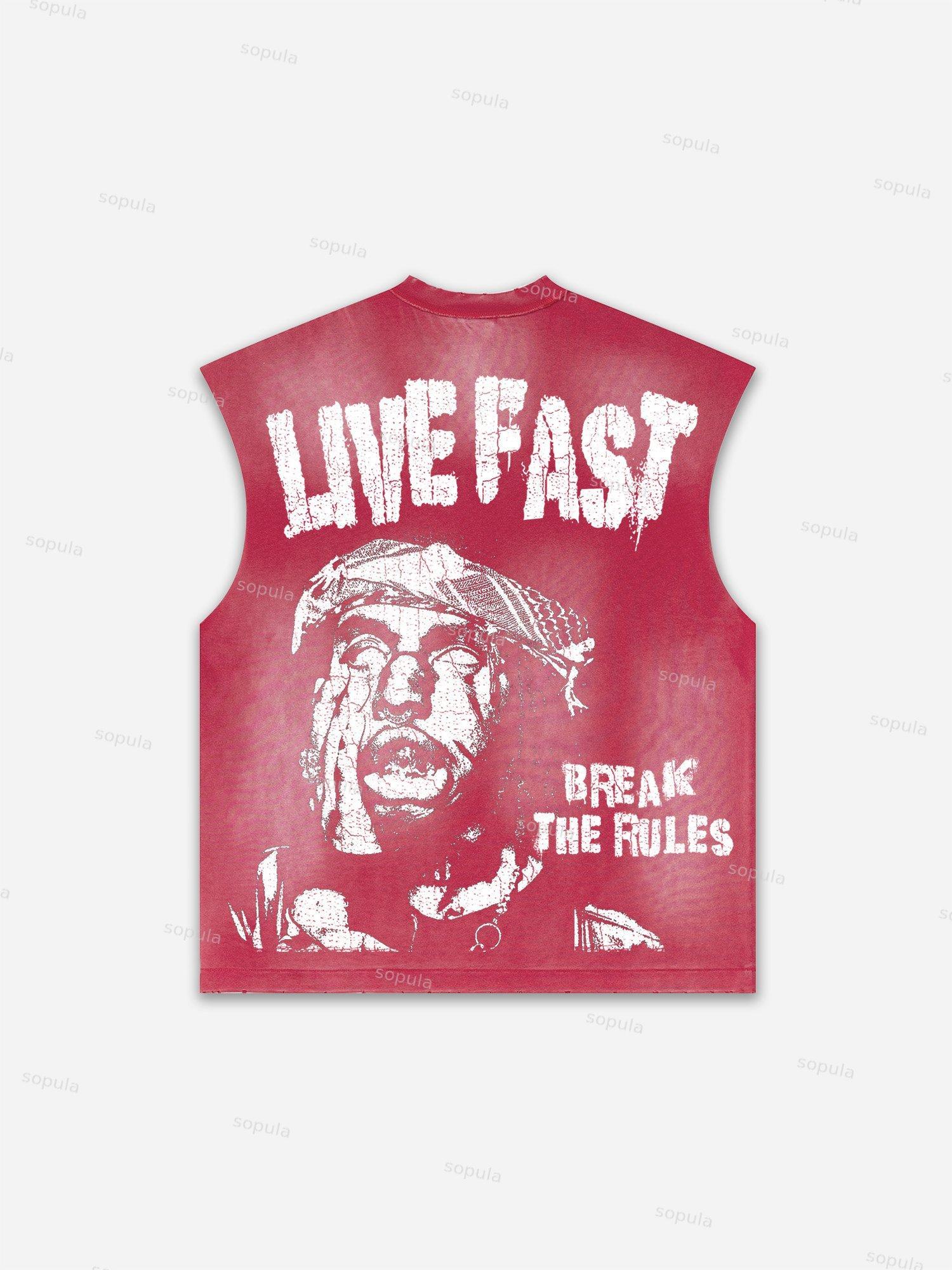 Captivity Live Free Or Die Print Distressed Tank Top Product Image