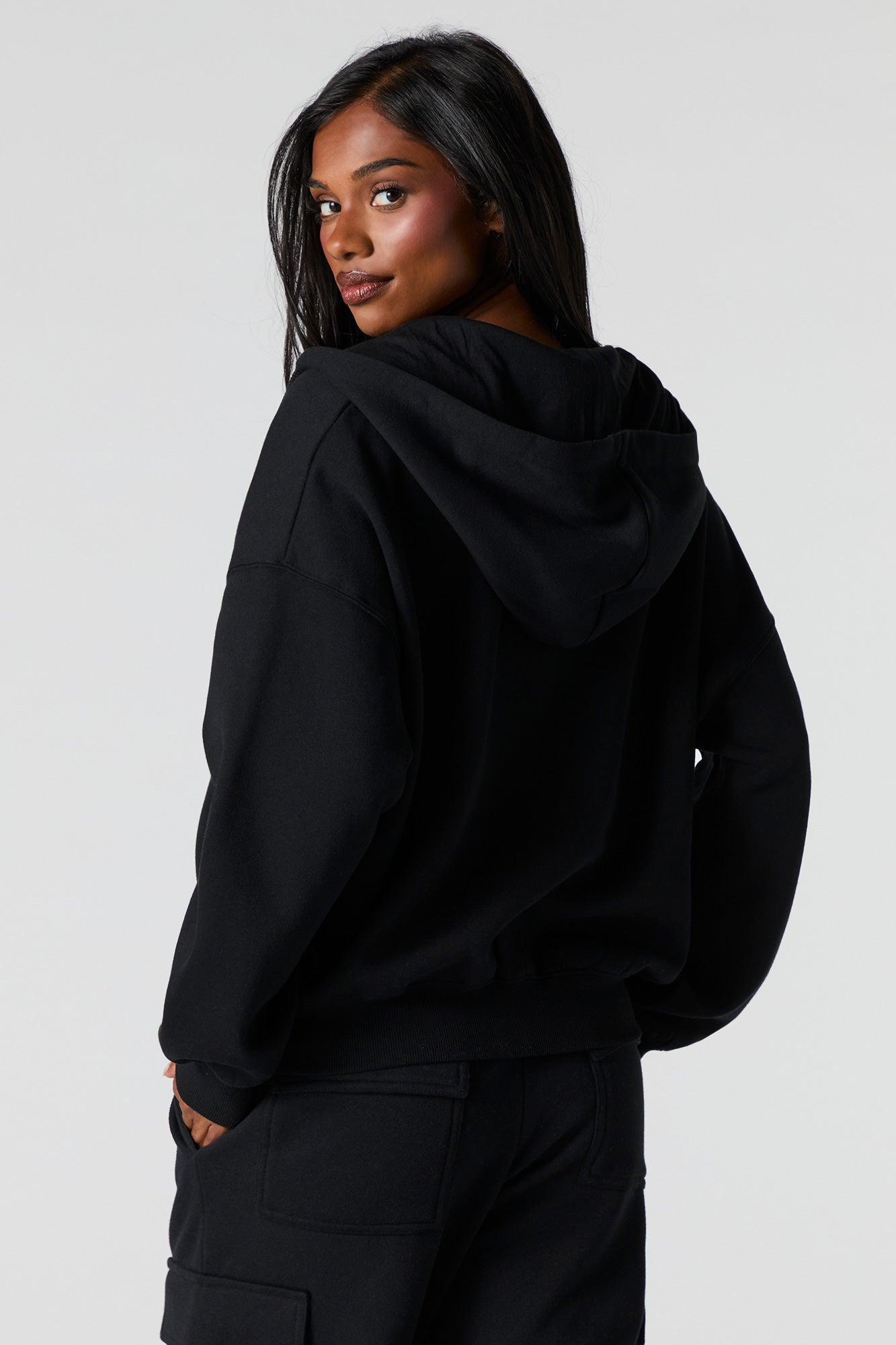 Boxy Zip-Up Fleece Hoodie Female Product Image