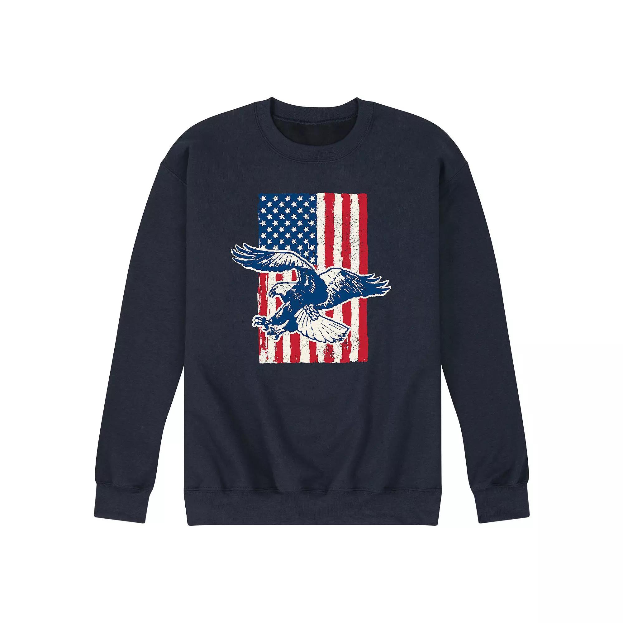 Men's Eagle American Flag Graphic Fleece Sweatshirt,  Product Image