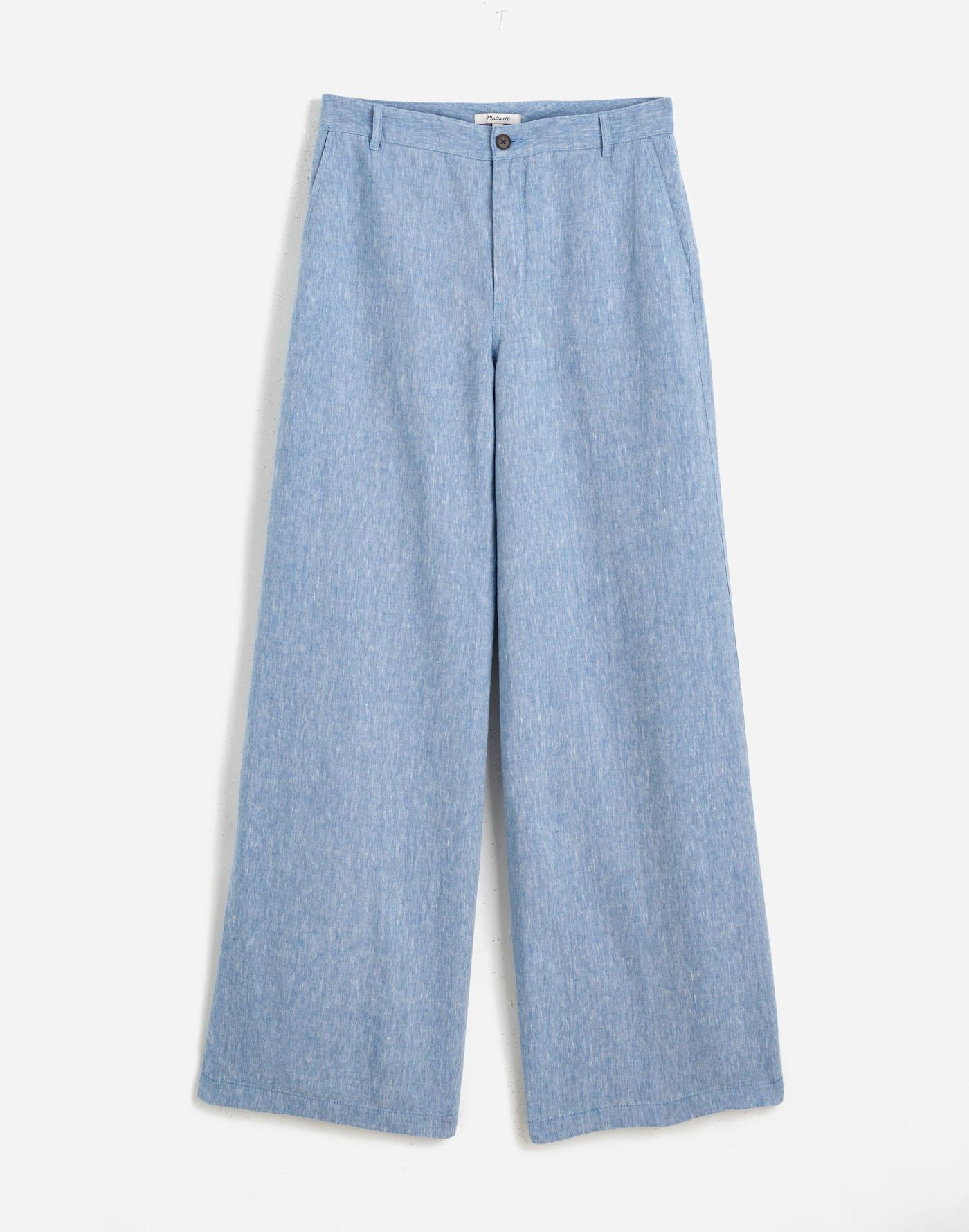 The Zoe Relaxed Wide Pant in 100% Linen Product Image