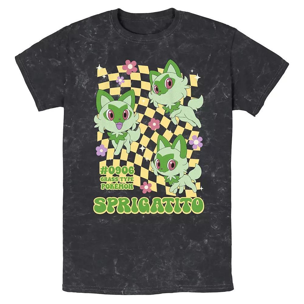 Men's Pokemon Sprigatito Grass Type Pokemon Mineral Wash Graphic Tee,  Product Image