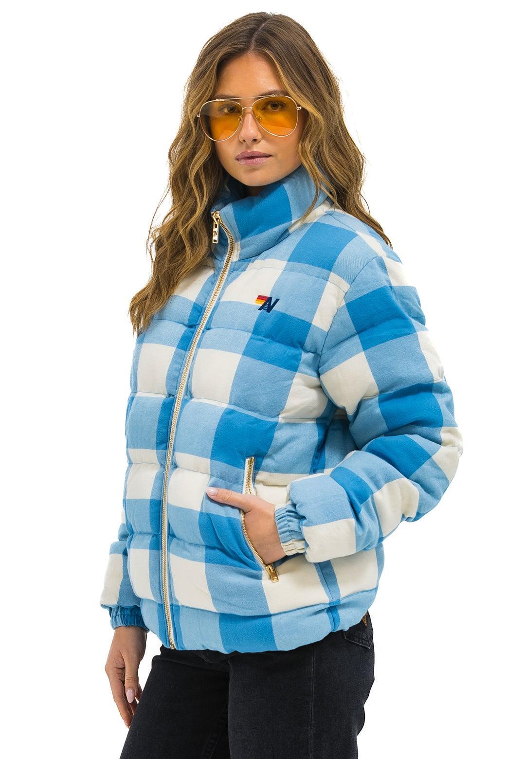 UNISEX PLAID TRAVELER JACKET - SKY PLAID Unisex Product Image