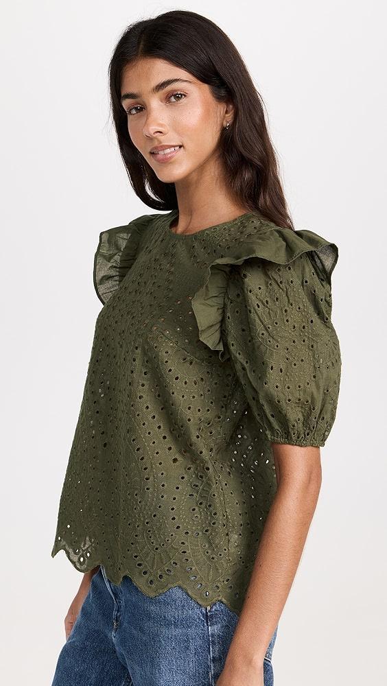 English Factory Ruffle Sleeve Eyelet Top | Shopbop Product Image