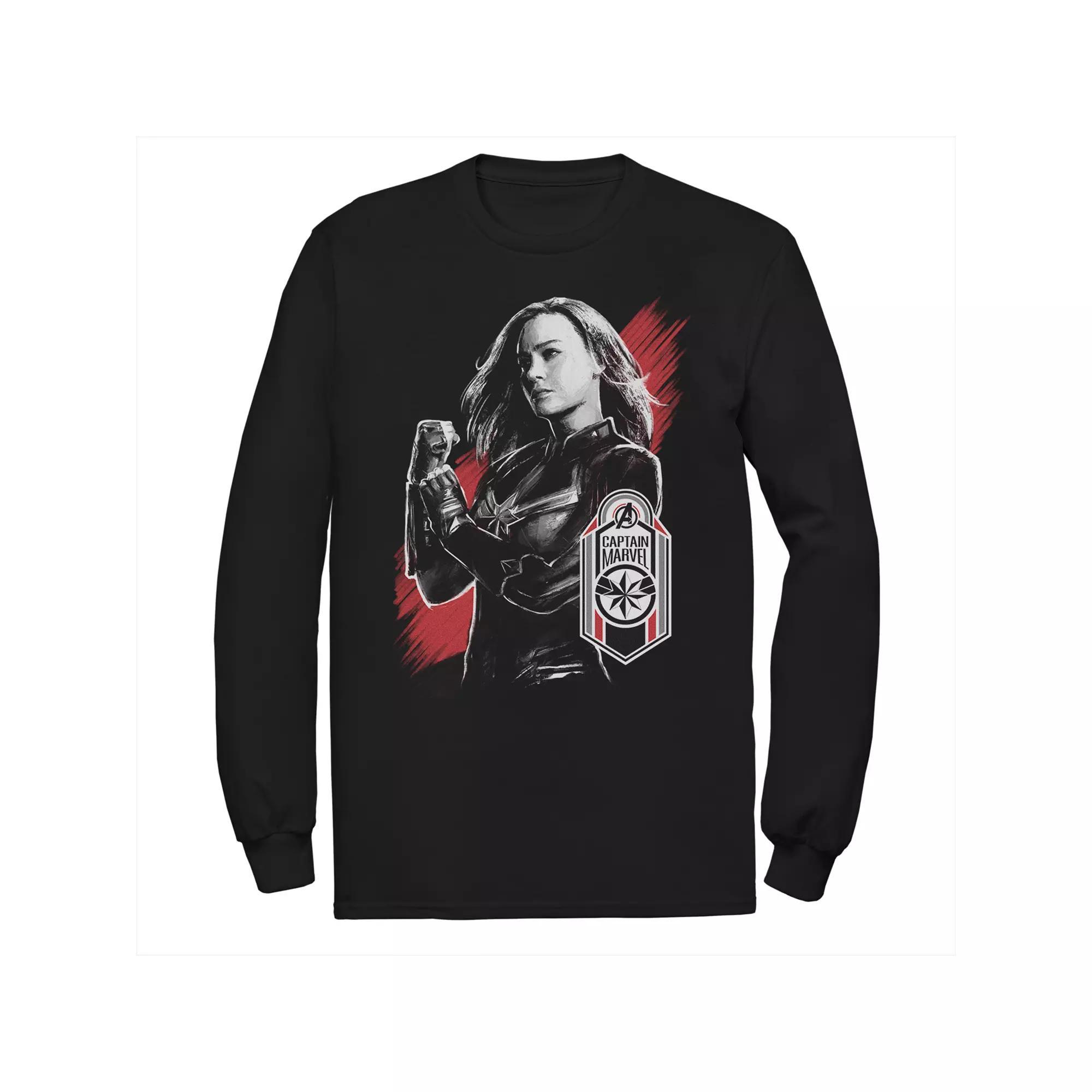 Men's Captain Marvel Poster Tee, Size: Large, Black Product Image