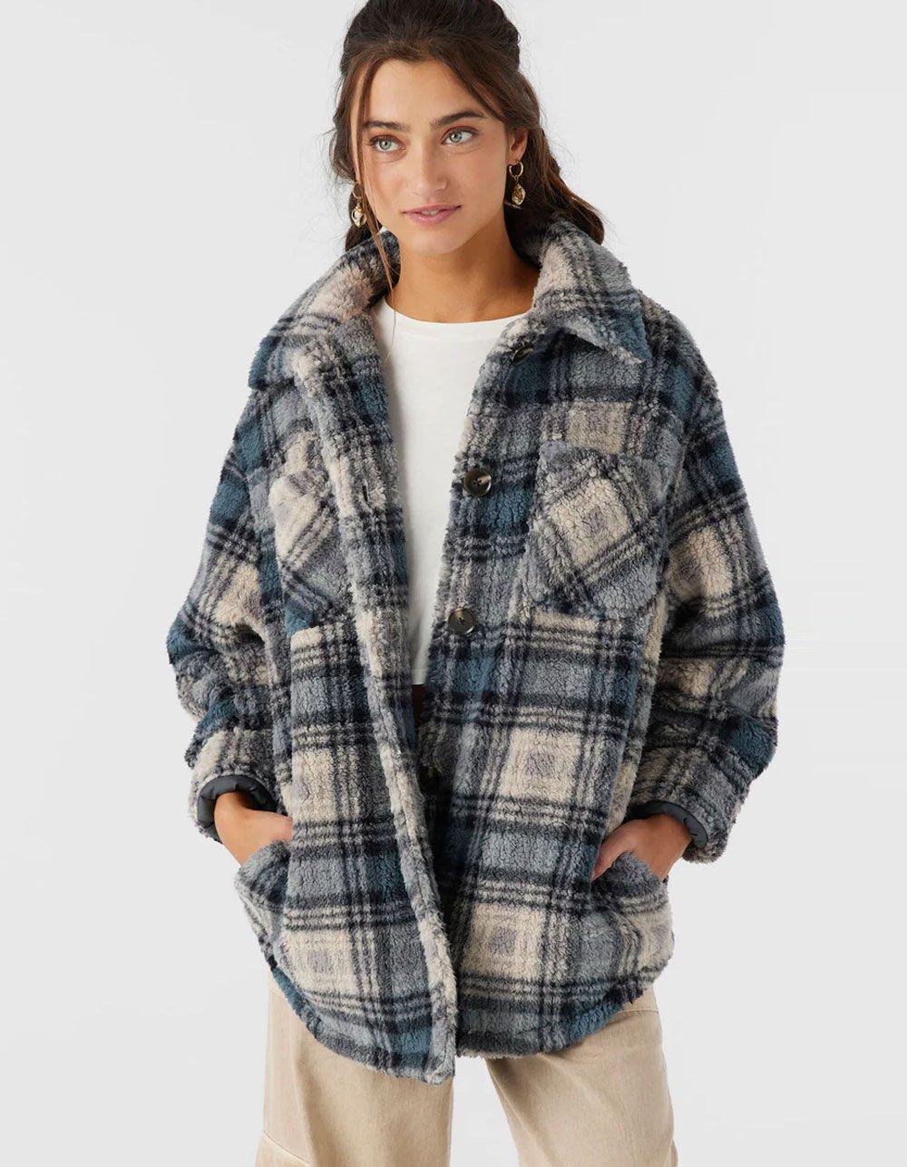 O'NEILL Heath Plaid Womens Oversized Fleece Jacket Product Image