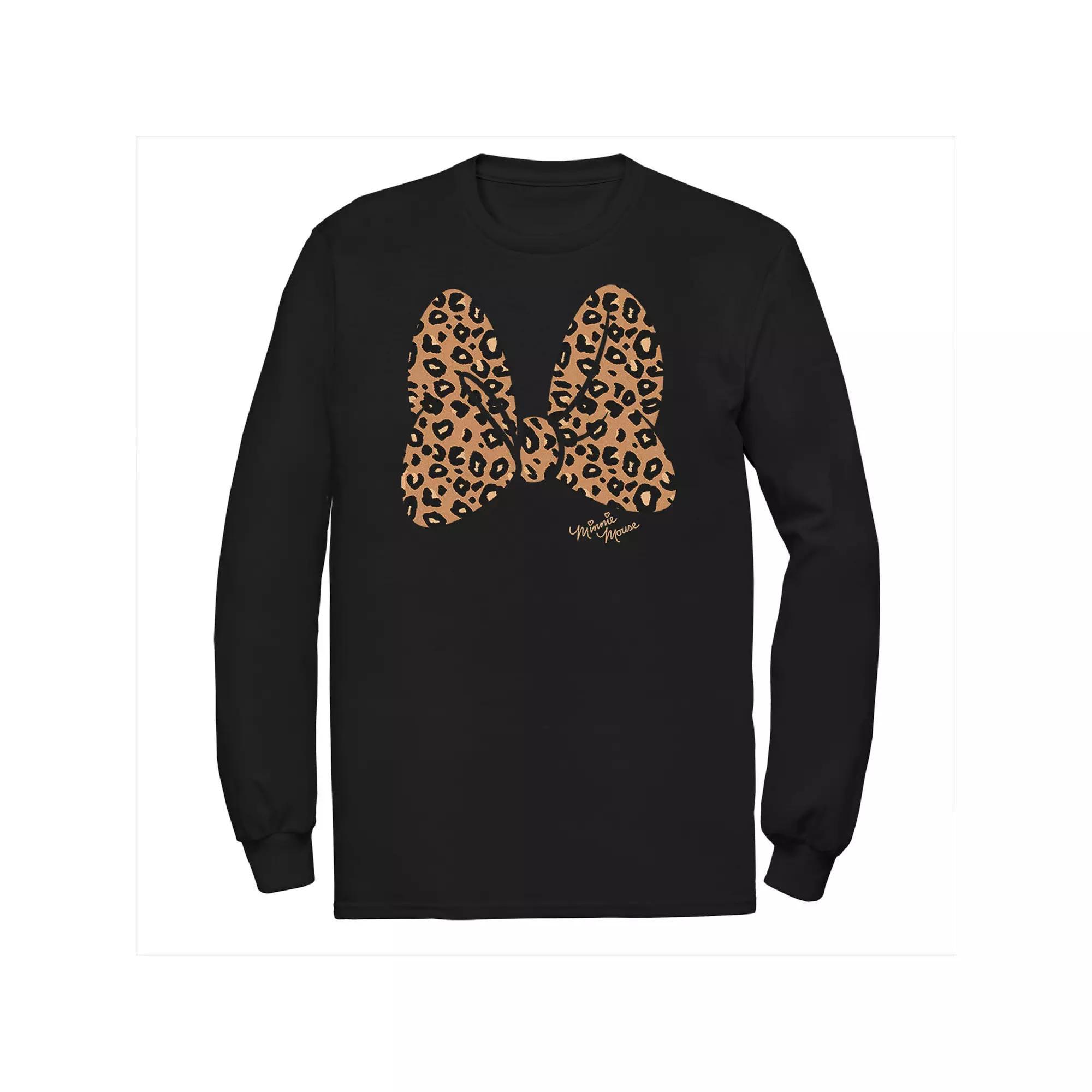 Disney's Minnie Mouse Big & Tall Leopard Print Bow Long Sleeve Graphic Tee, Men's,  Product Image