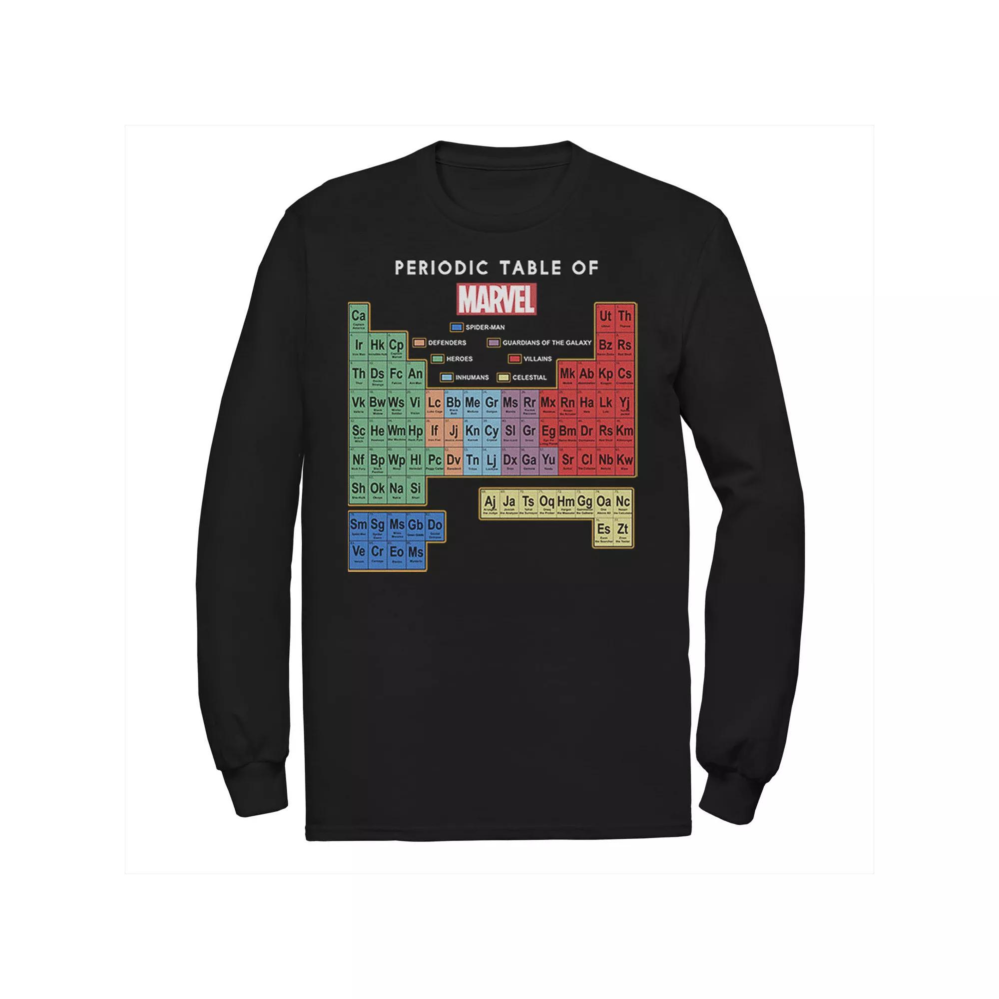 Big & Tall Marvel Ultimate Periodic Table Of Elements Long Sleeve Tee, Men's,  Product Image