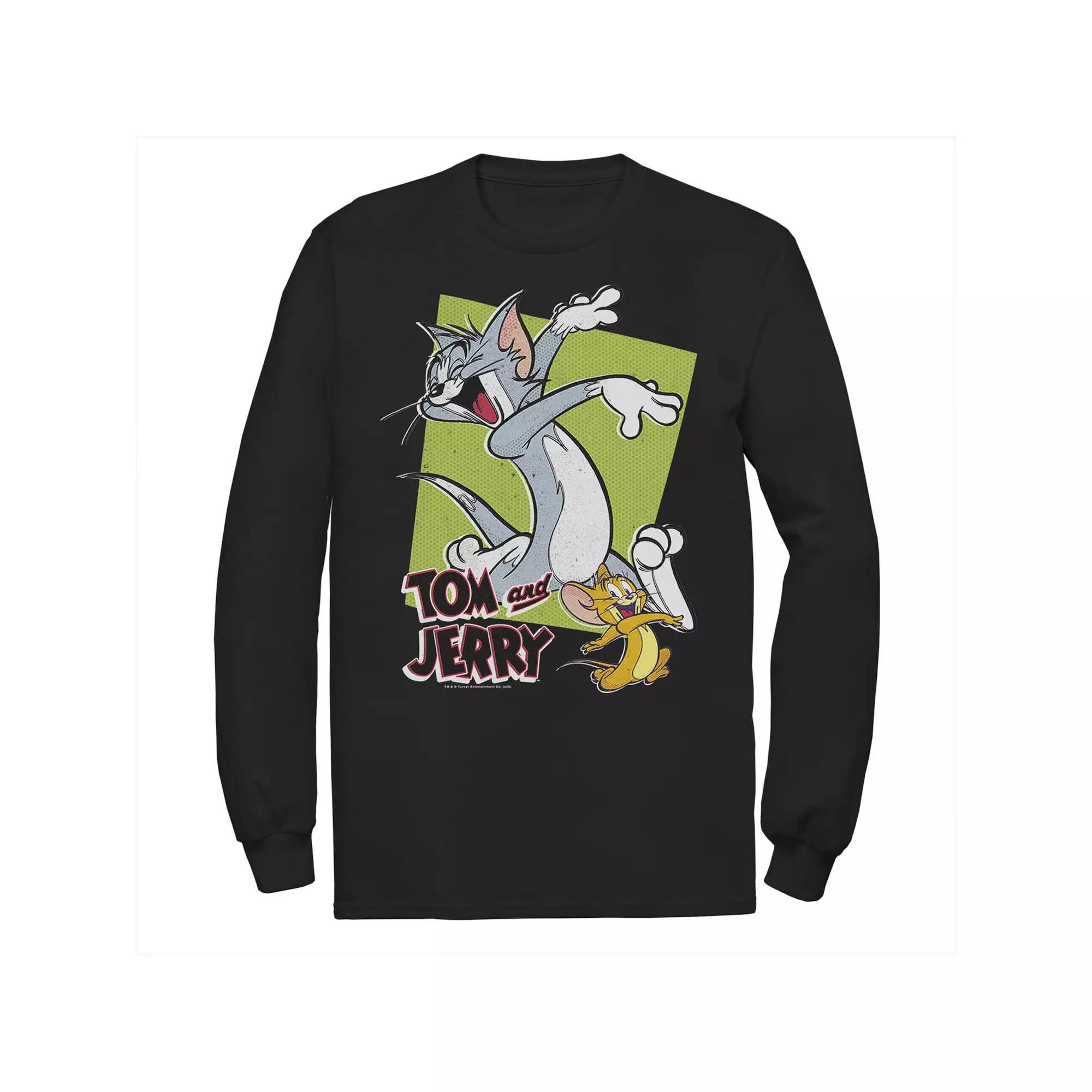 Mens Tom And Jerry Retro Style Green Box Portrait Tee, Men's,  Product Image