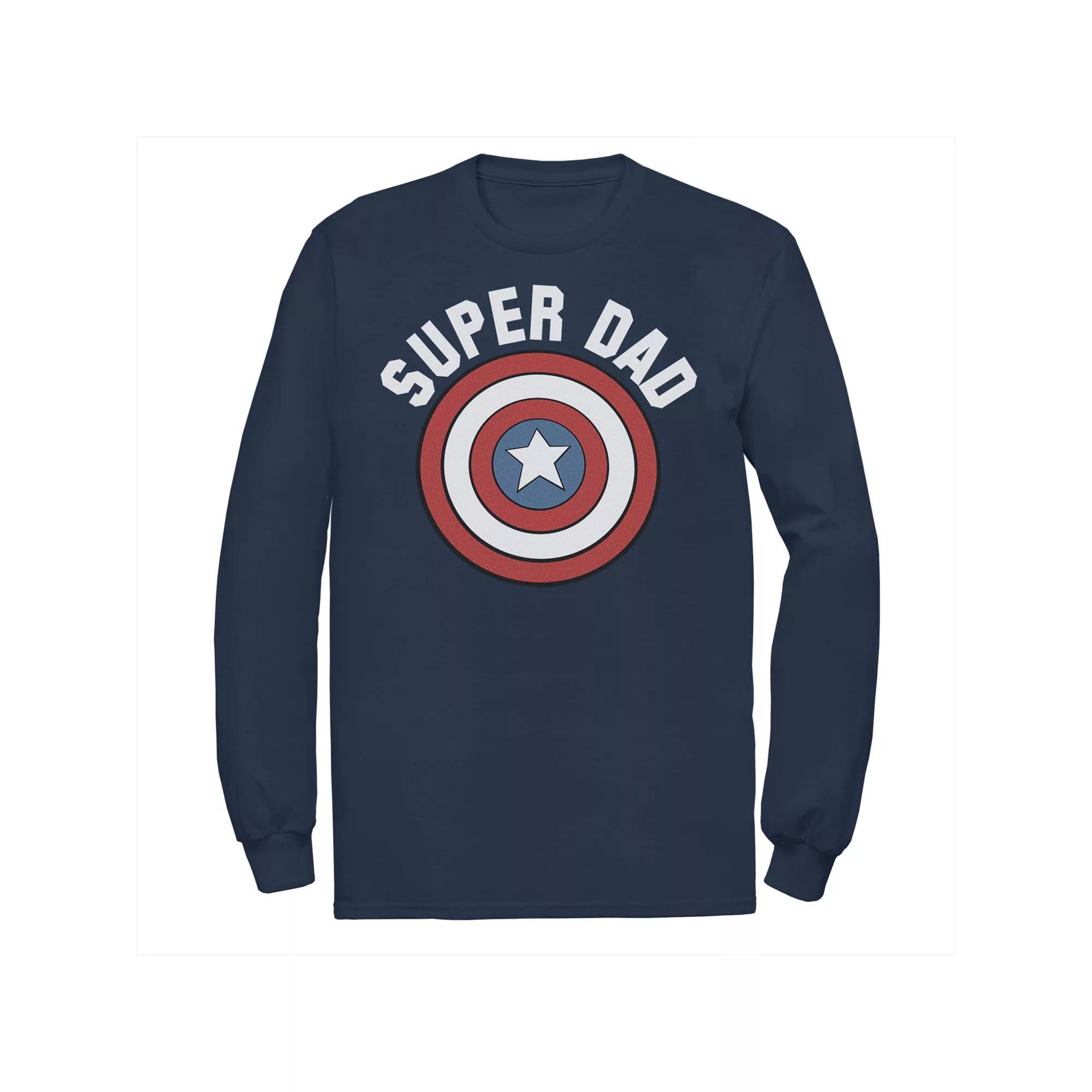 Men's Marvel Father's Day Super Dad Captain America Shield Tee, Size: Large, Blue Product Image