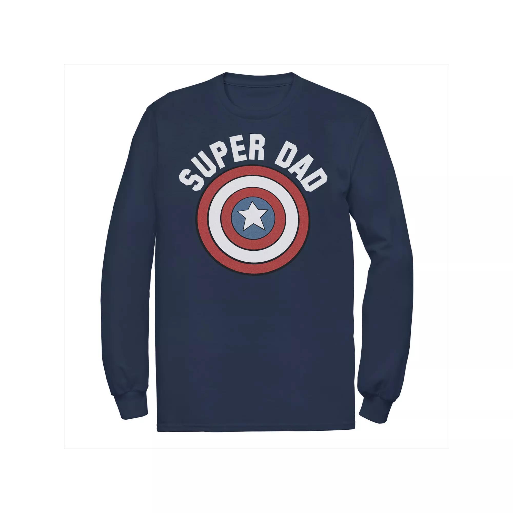 Big & Tall Marvel Father's Day Super Dad Captain America Shield Long Sleeve Tee, Men's,  Product Image