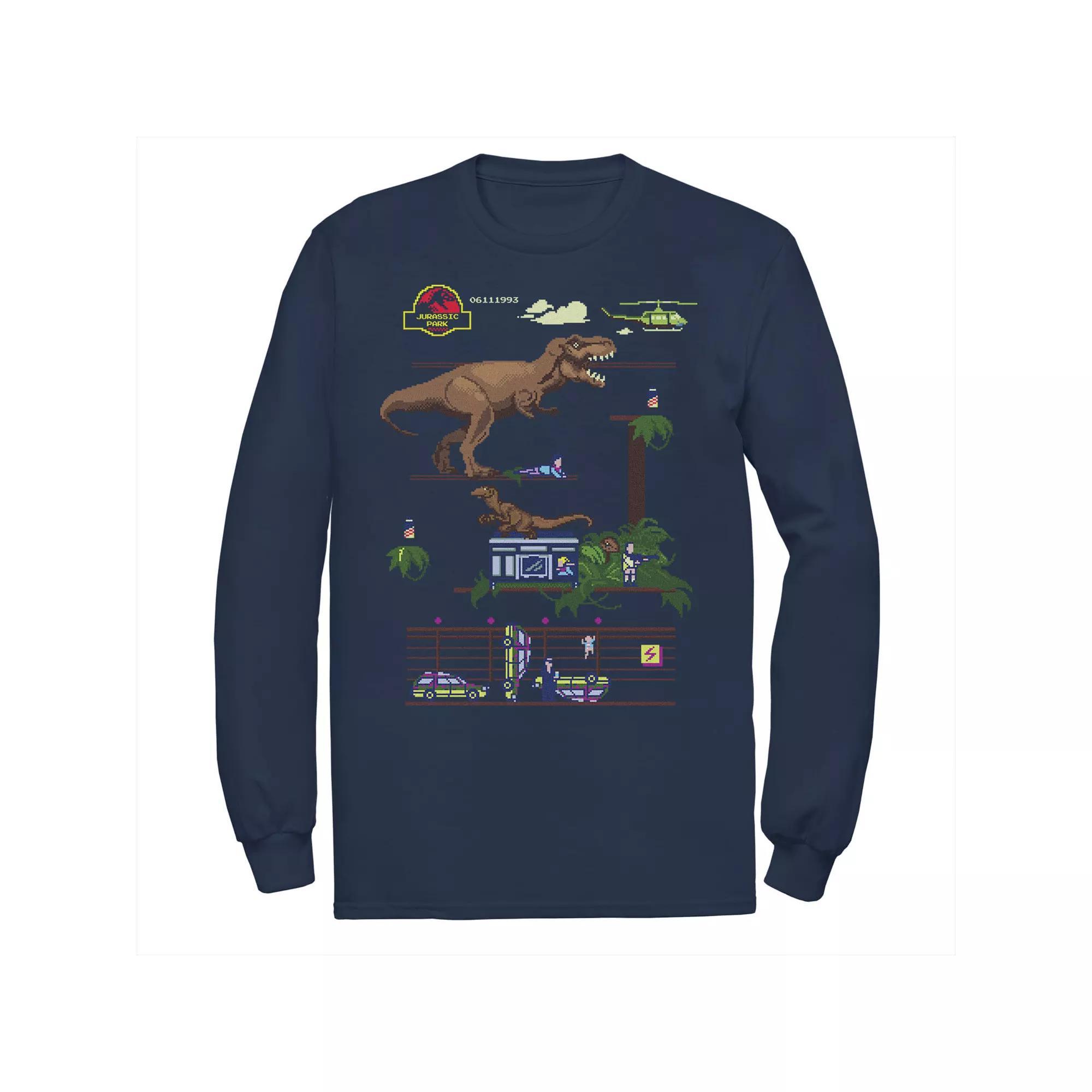 Men's Jurassic Park Digital Video Game Scene Long Sleeve Graphic Tee,  Product Image