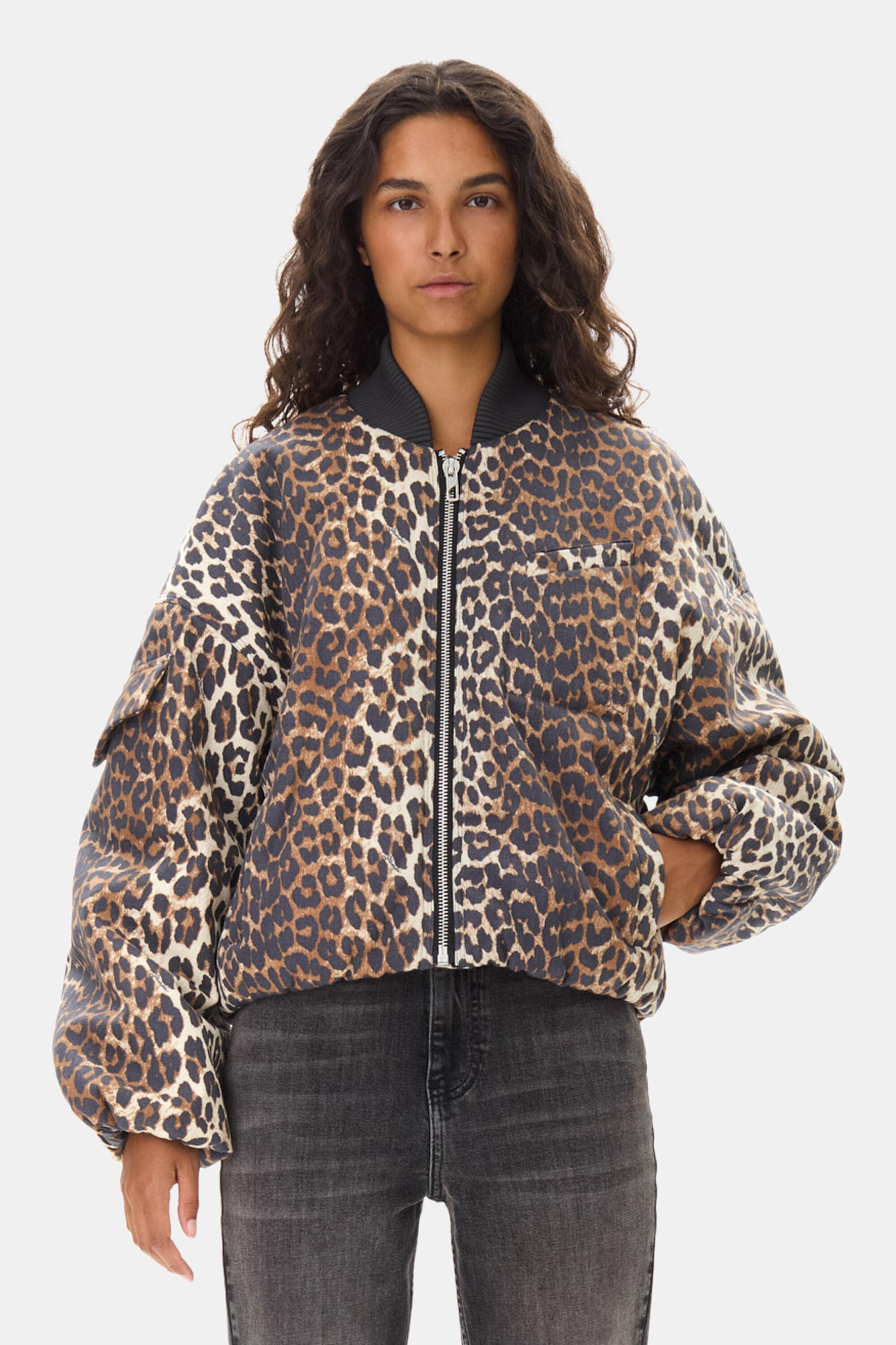 Printed Canvas Oversized Short Bomber Jacket Product Image