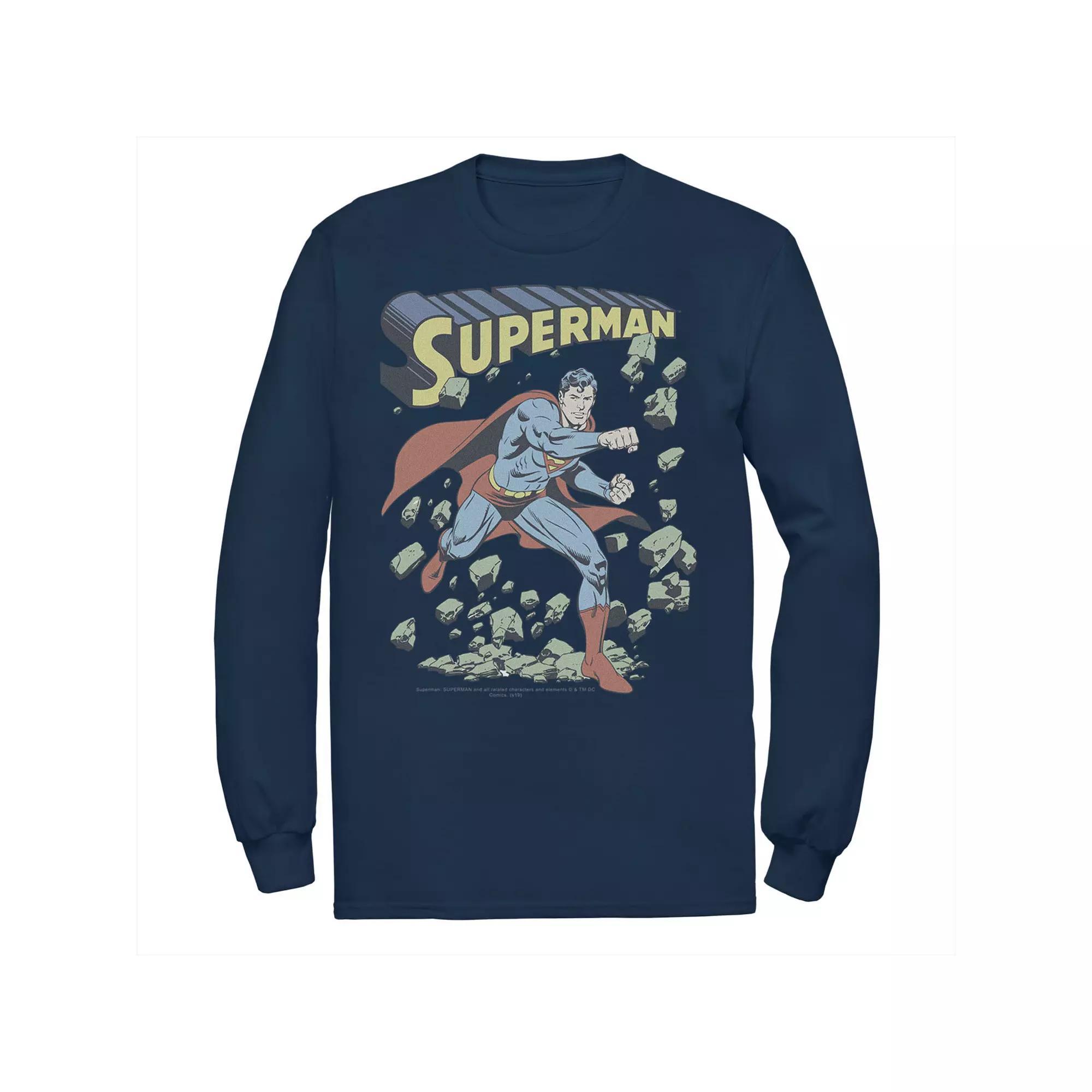 Men's DC Comics Superman With Rocks Vintage Poster Tee,  Product Image