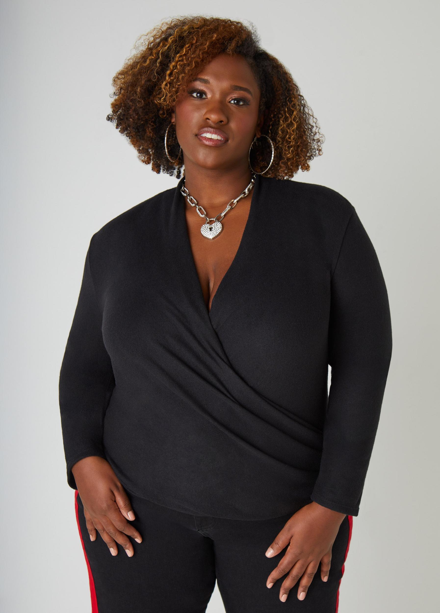 Faux Wrap Hacci Knit Top Product Image