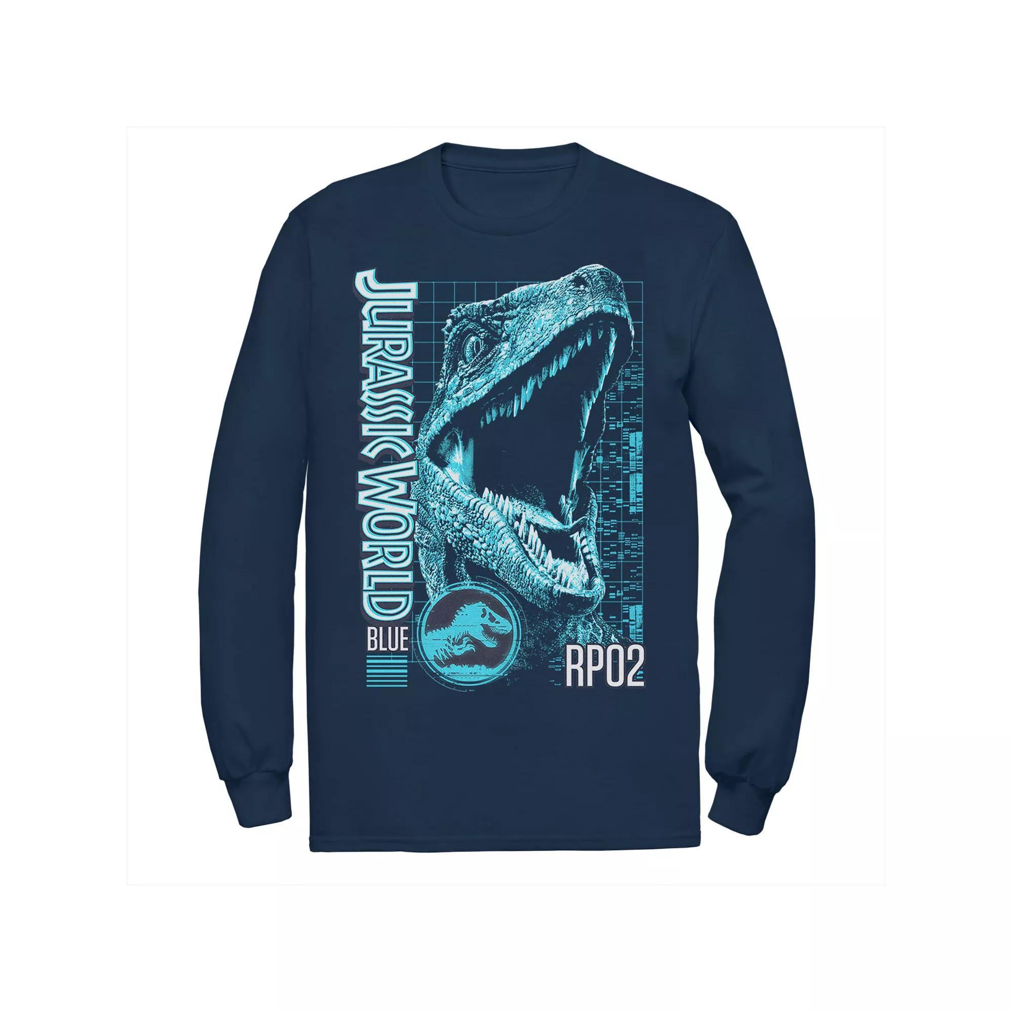 Men's Jurassic World Two Blue Face Tech Schematic Tee,  Product Image
