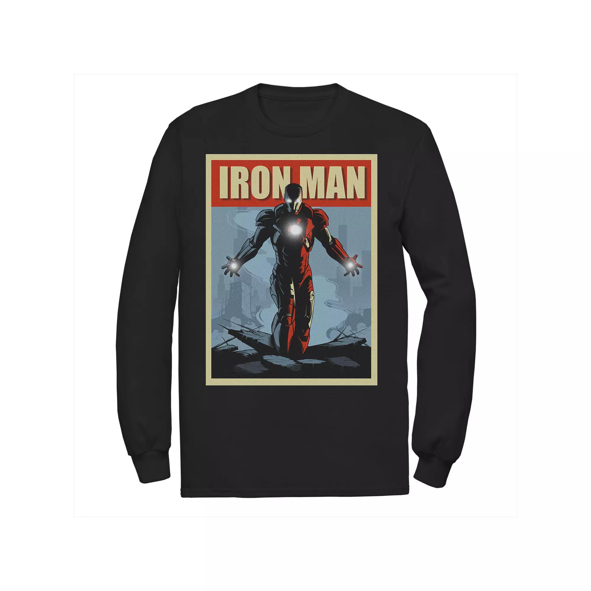 Men's Marvel Iron Man Rise From The Ashes Deco Style Long Sleeve Graphic Tee,  Product Image