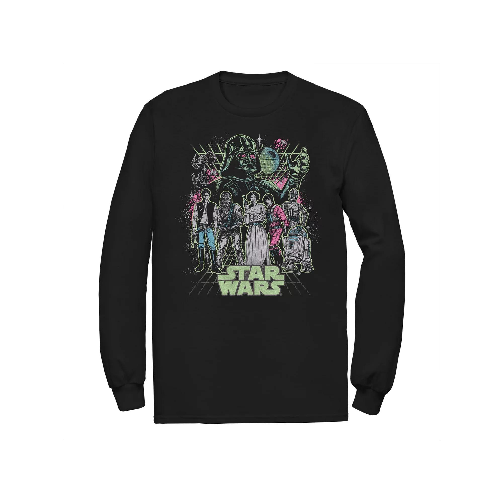 Men's Star Wars Neon Poster Long Sleeve Graphic Tee,  Product Image