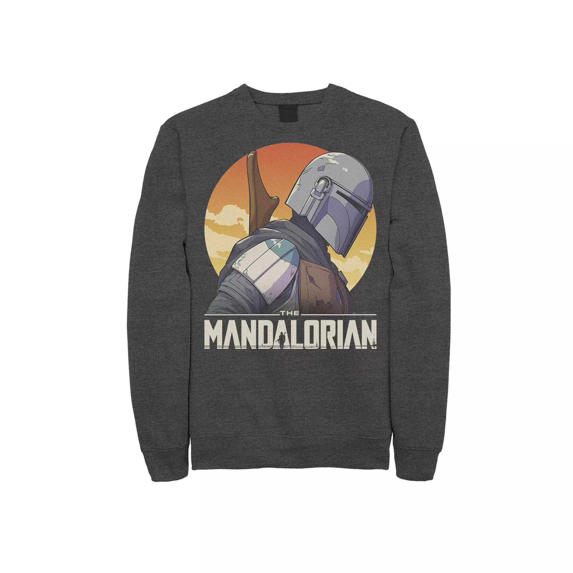 Men's Star Wars The Mandalorian Sunset Profile Portrait Logo Sweatshirt,  Product Image