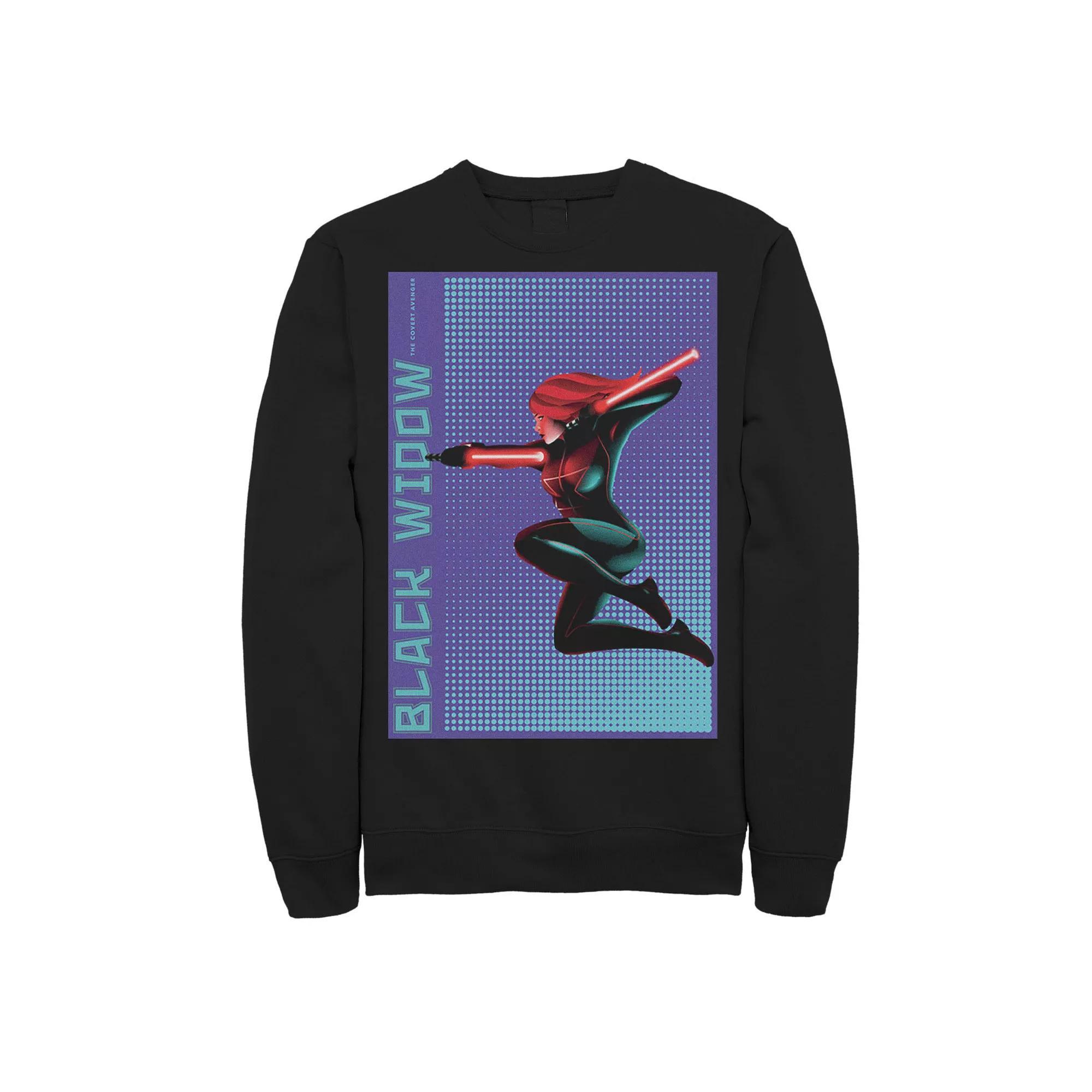 Men's Marvel Black Widow Halftone Pop Art Poster Sweatshirt,  Product Image