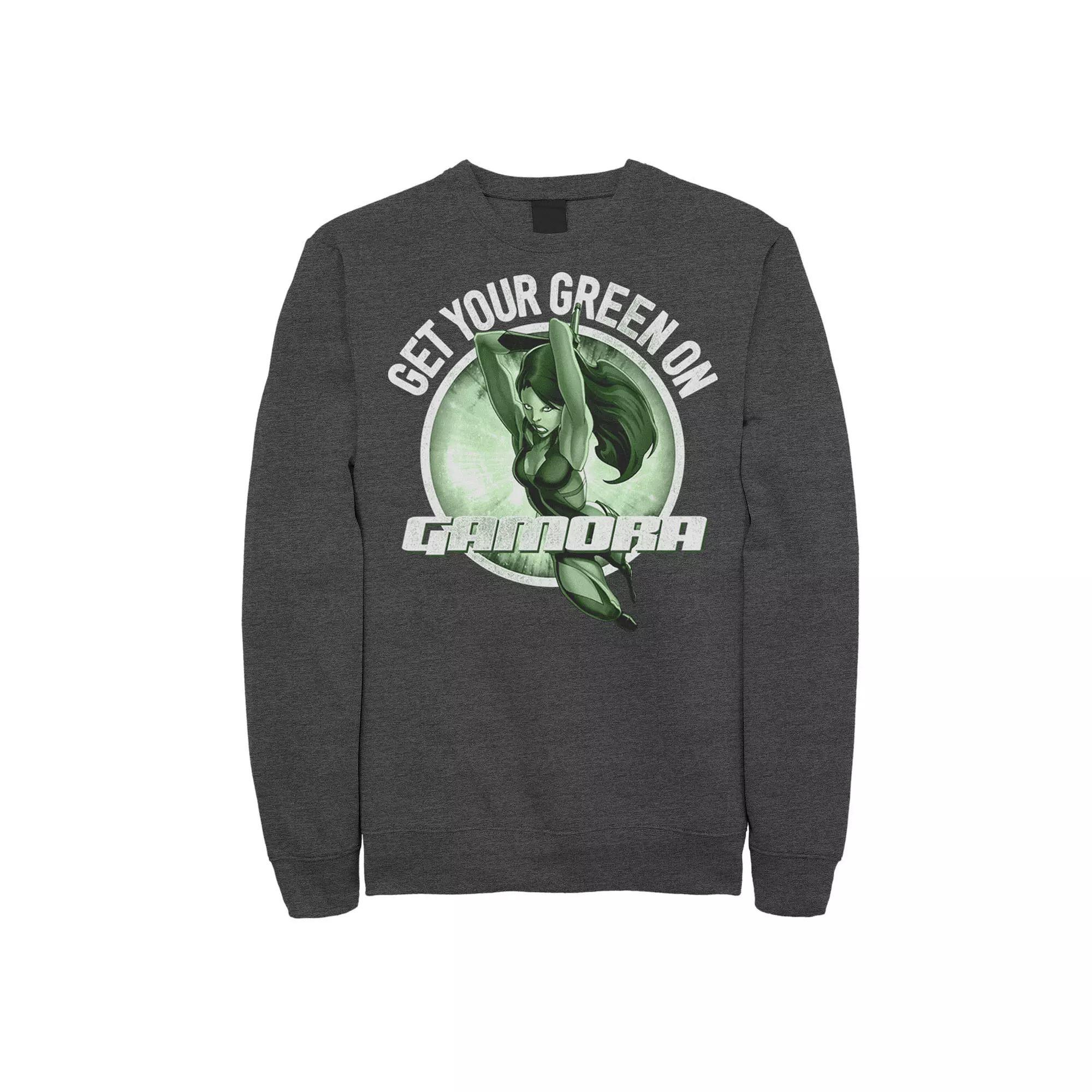 Men's Marvel Gamora Green On St. Patrick's Sweatshirt, Size: Large, Grey Heather Product Image