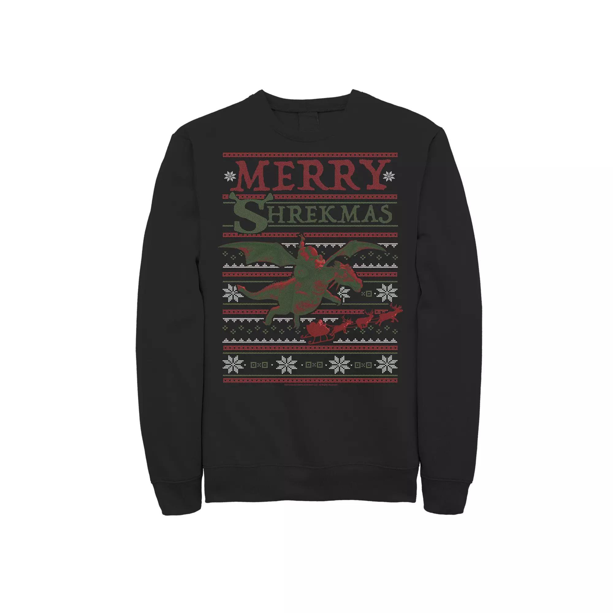 Men's Shrek Merry Shrekmas Sweatshirt, Size: Large, Black Product Image