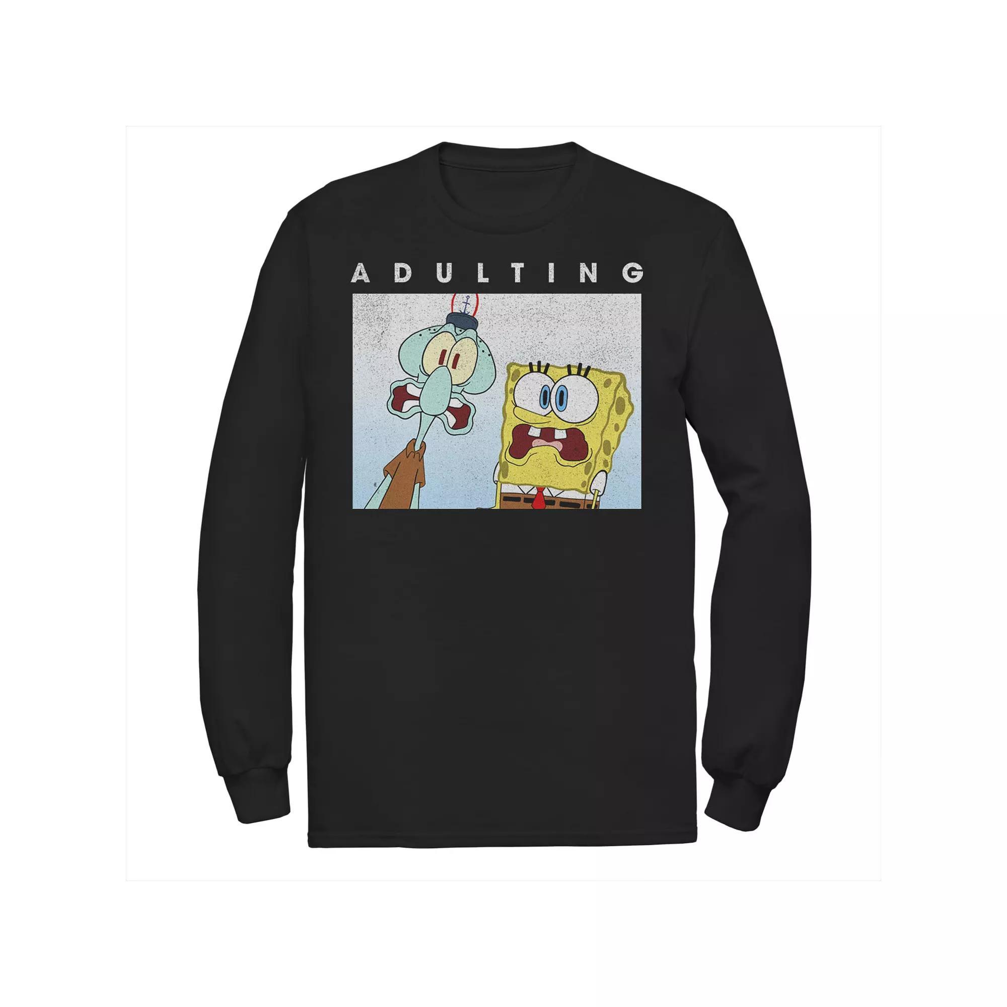 Men's SpongeBob SquarePants & Squidward Scared Of Adulting Tee,  Product Image