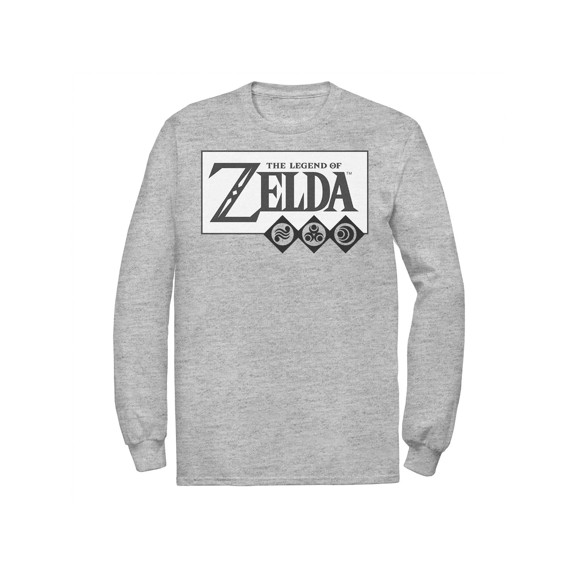 Men's The Legend Of Zelda Elements Logo Long Sleeve Tee, Size: 4XL Tall, Athletic Grey Product Image