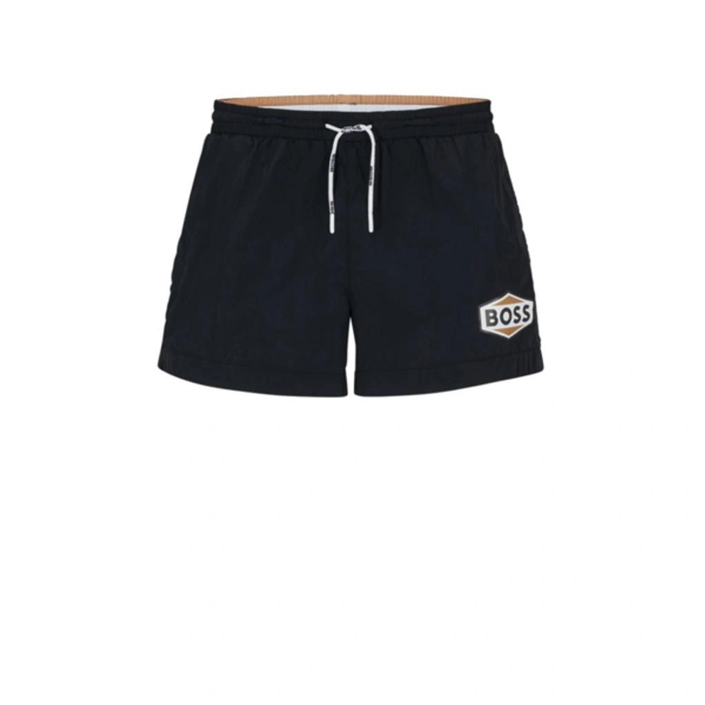 HUGO BOSS Quick-drying Swim Shorts With Logo Details In Black Product Image