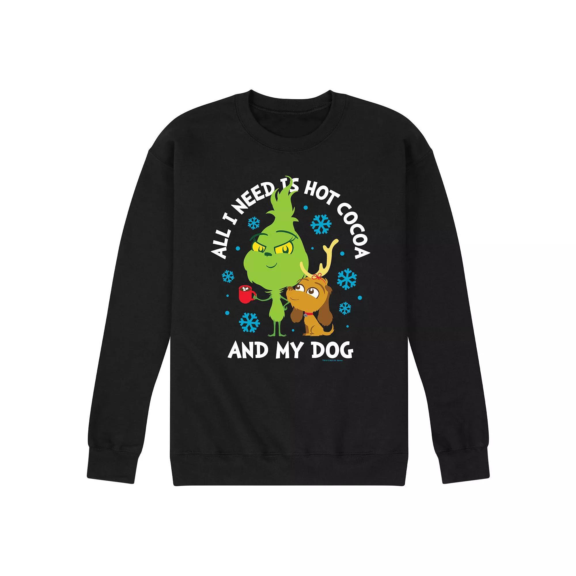 Men's Dr. Seuss The Grinch Hot Cocoa And My Dog Fleece Sweatshirt,  Product Image